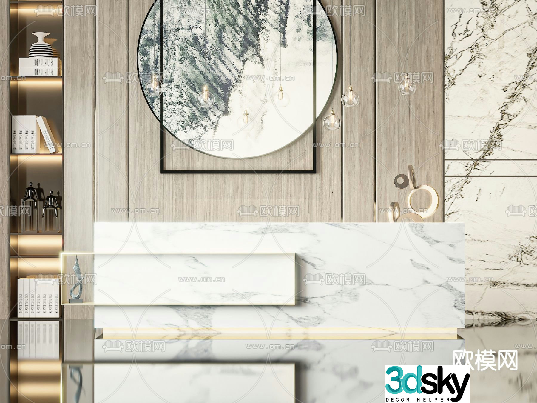 Front desk reception desk 3d model