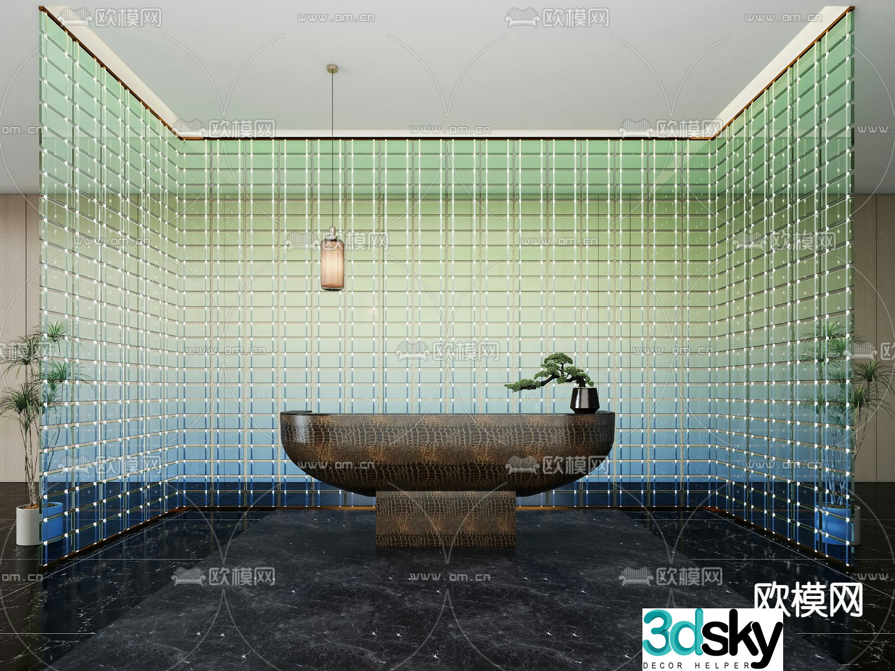 New Chinese style front desk reception desk 3d model