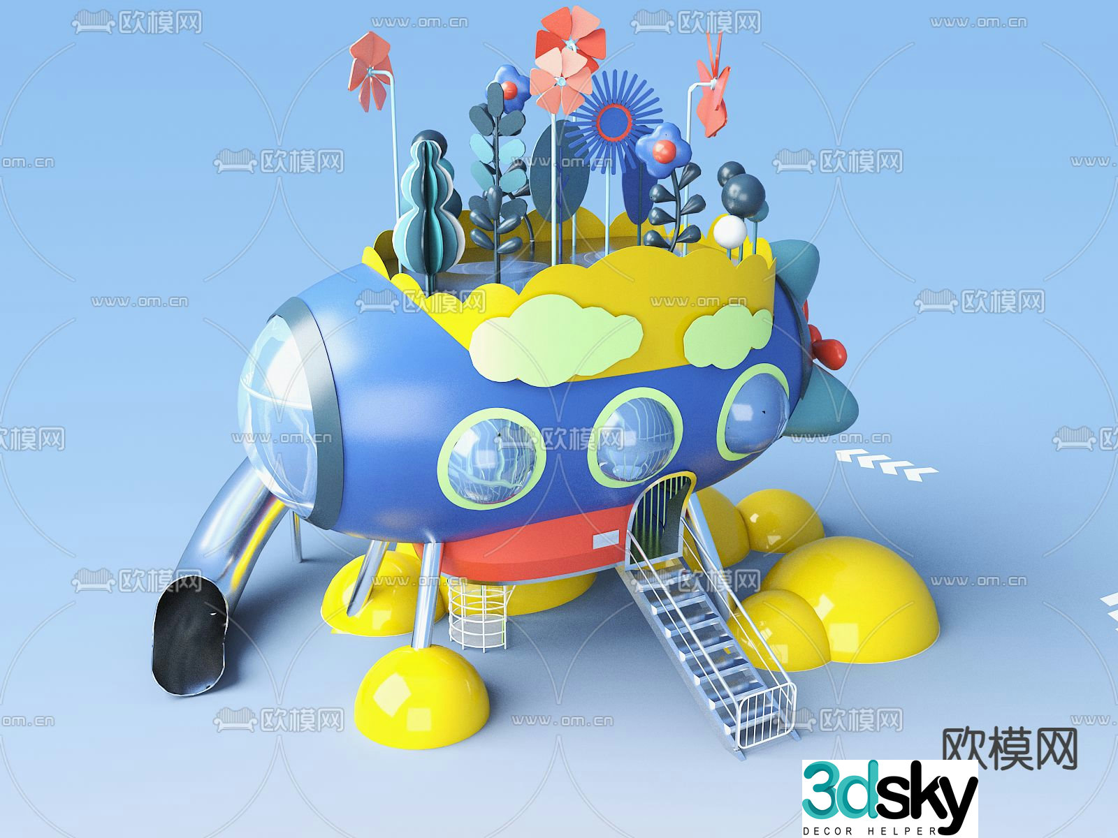 Children's play equipment slide 3d model