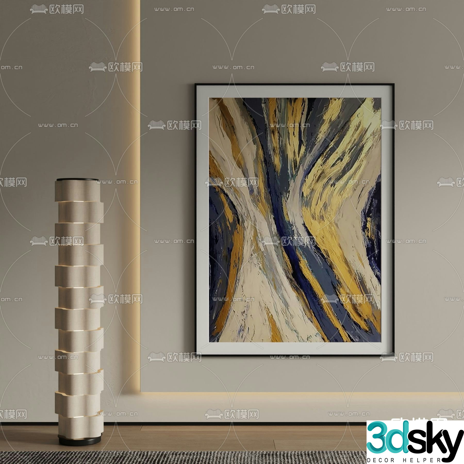 Modern decorative painting oil painting 3d model