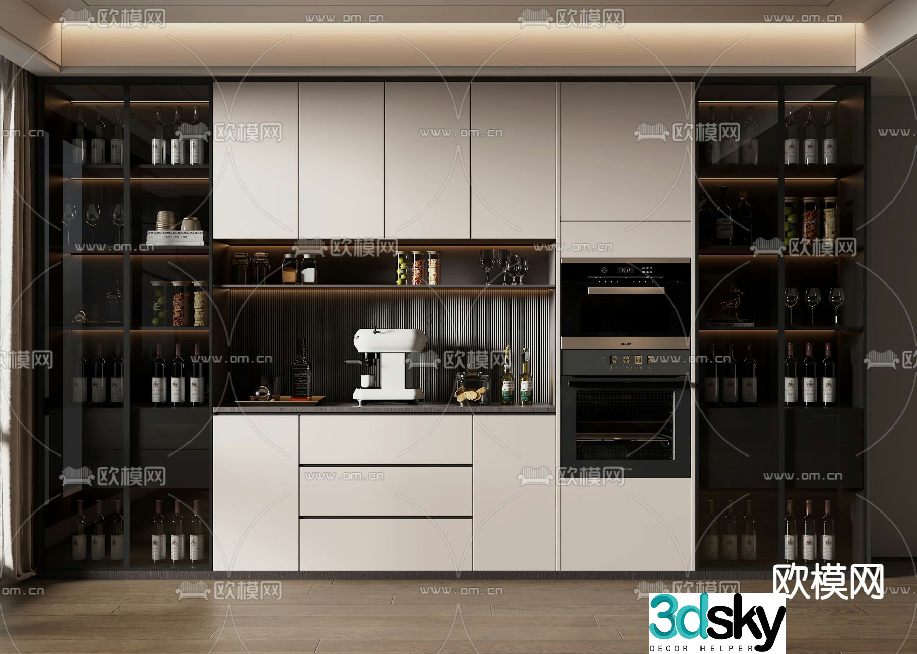 Modern wine cabinet sideboard 3d model