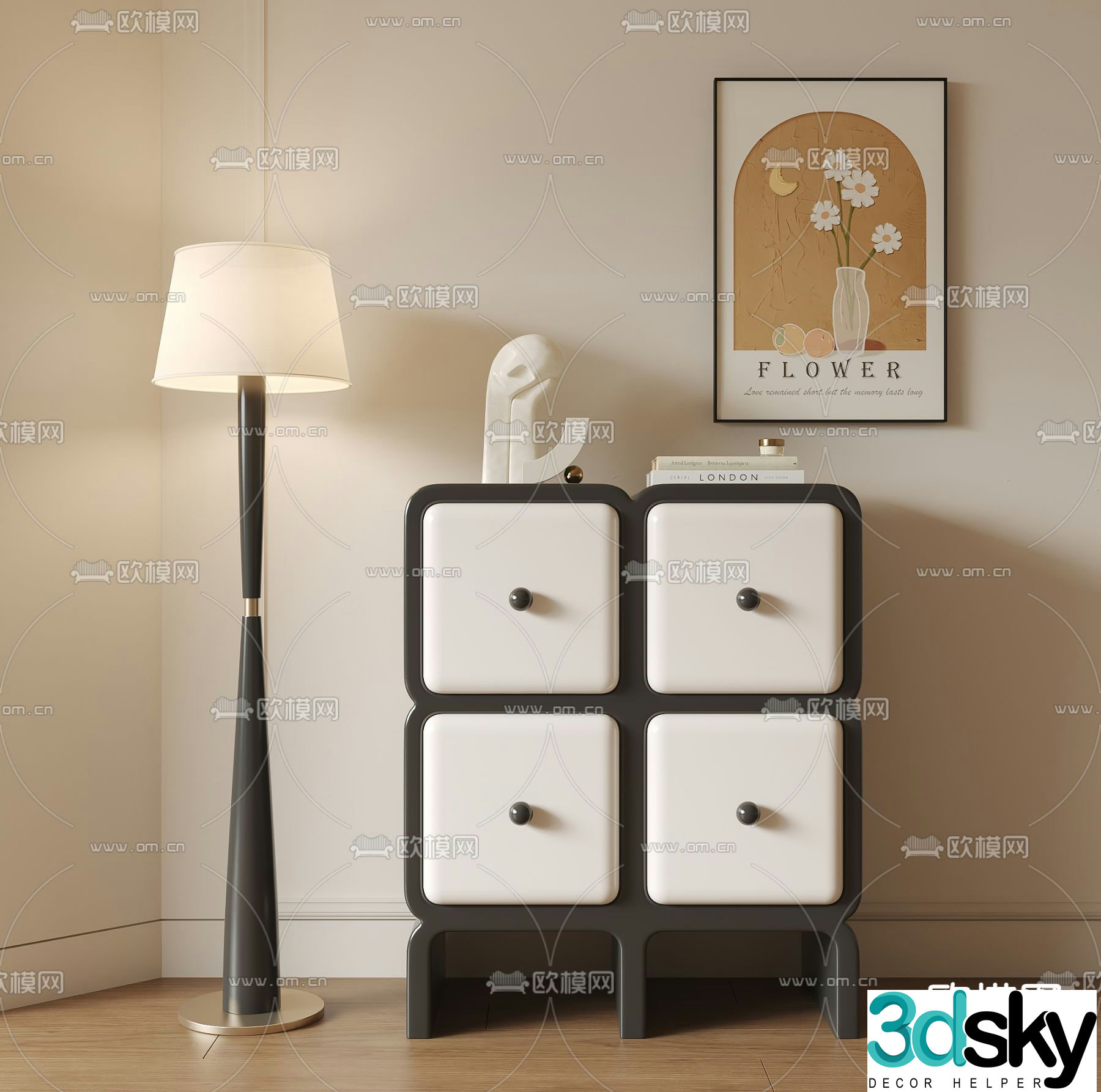 Modern entrance cabinet Duanjing cabinet 3D model