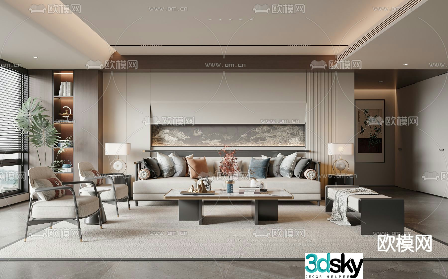 New Chinese living room Song’s aesthetic 3D model