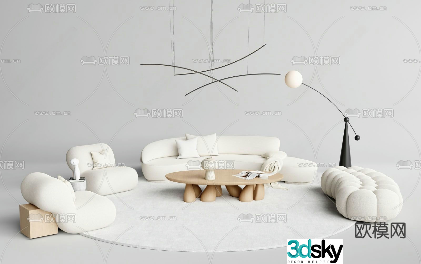 Modern modular sofa curved sofa 3d model