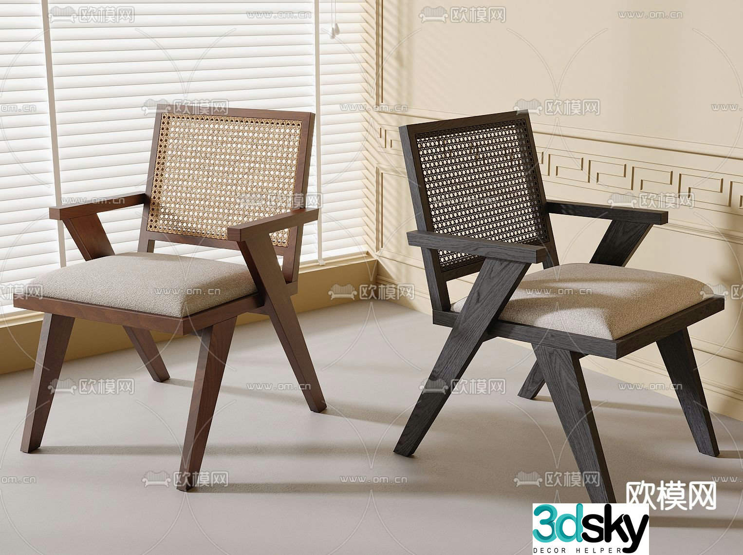 rattan chair dining chair 3d model