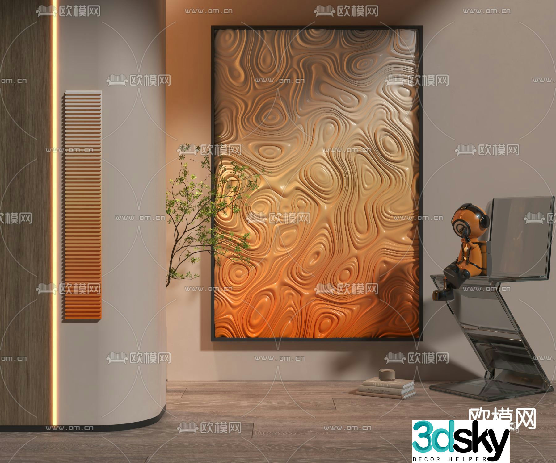 Modern decorative painting Texture painting 3d model