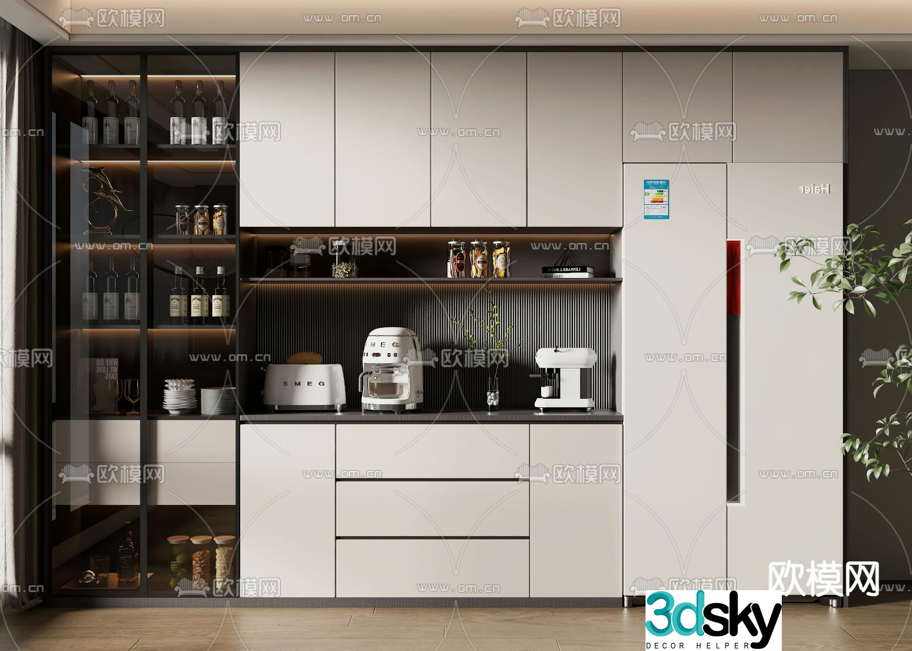Modern wine cabinet sideboard 3d model