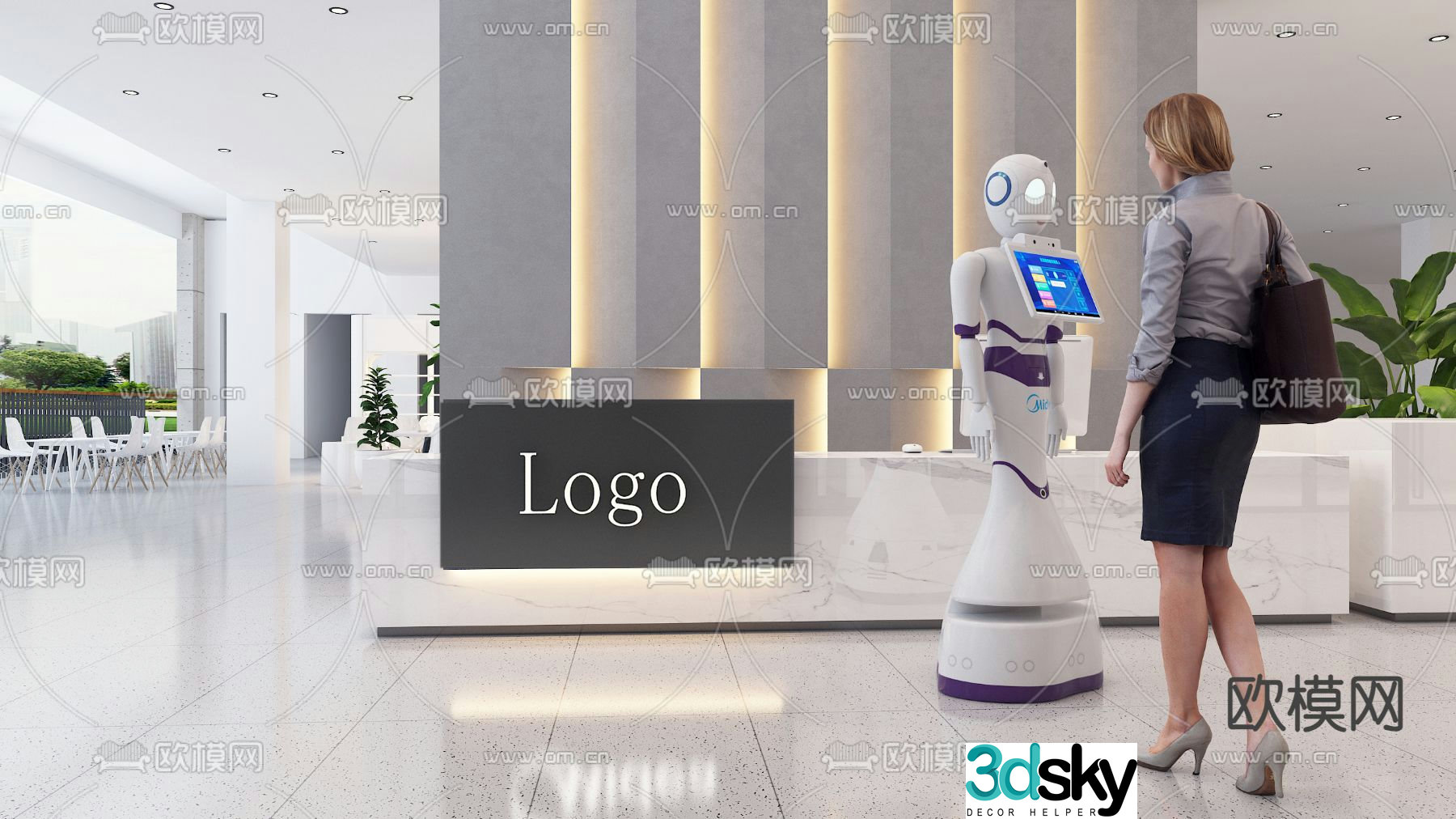 Company front desk reception desk intelligent robot 3D model
