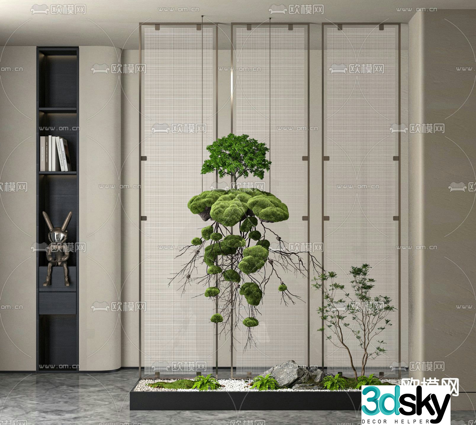 Indoor plant landscaping small scene 3d model