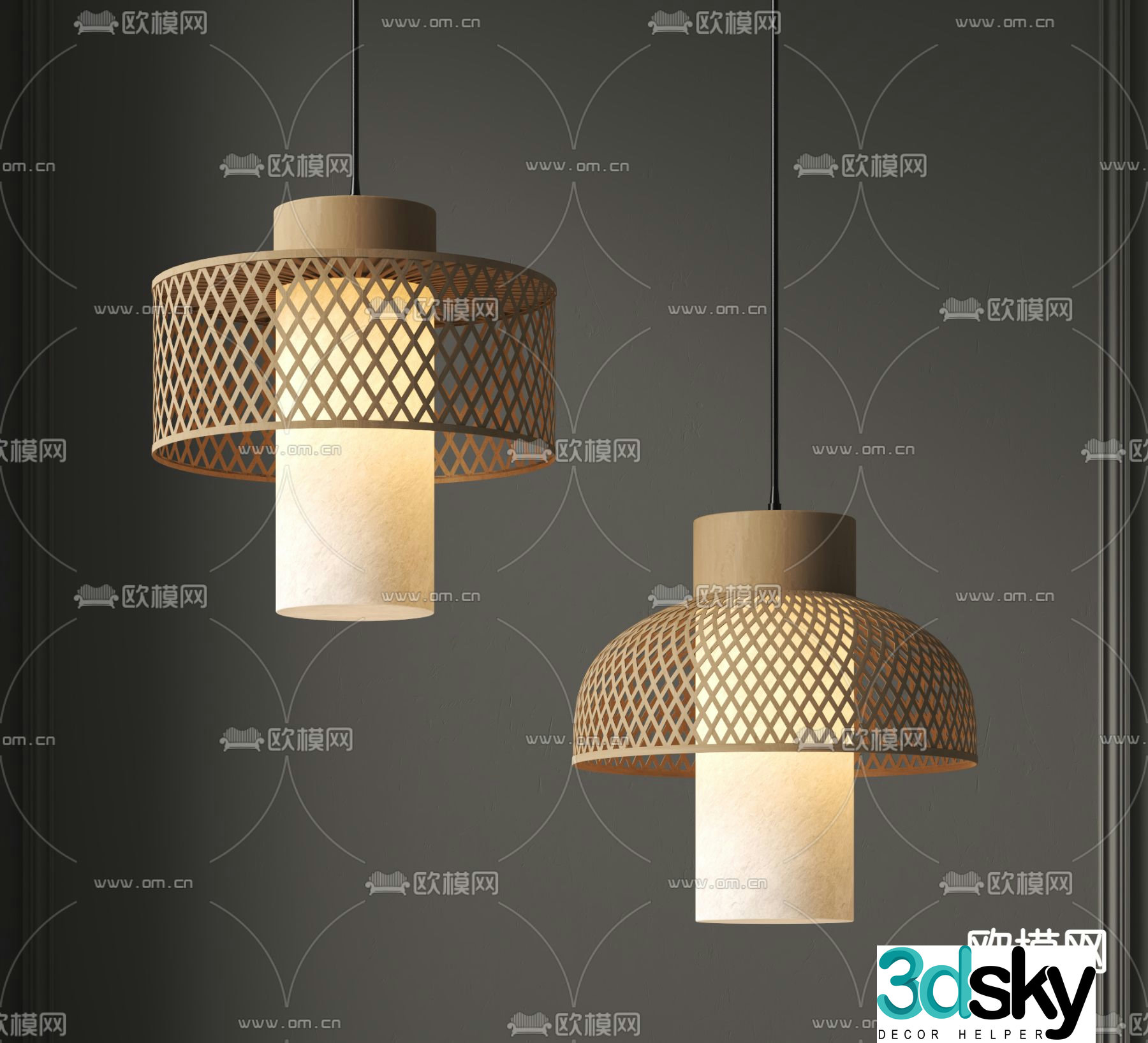 New Chinese style chandelier hollow chandelier 3d model