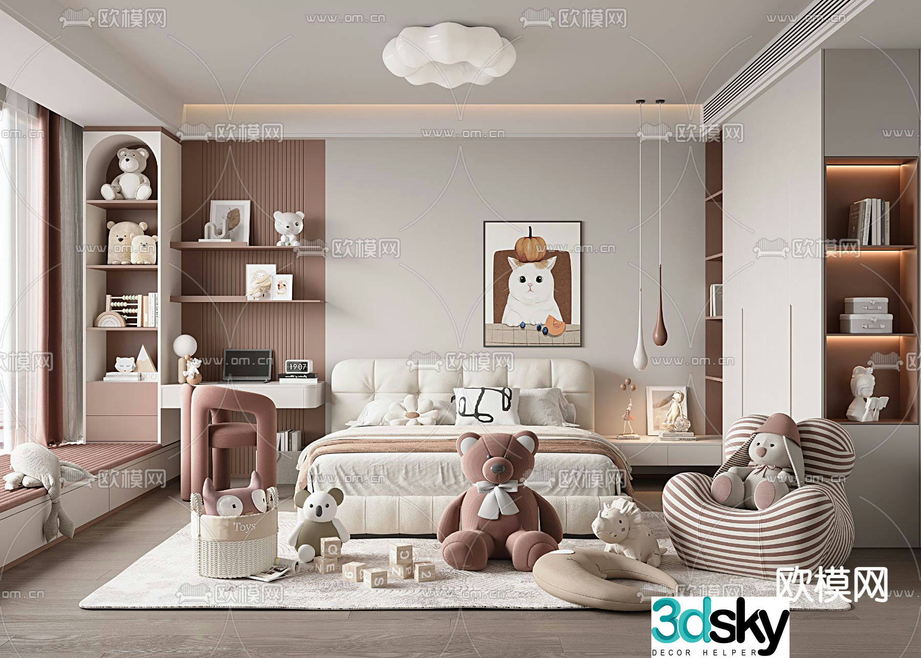Modern bedroom Children’s room Girl’s room 3d model