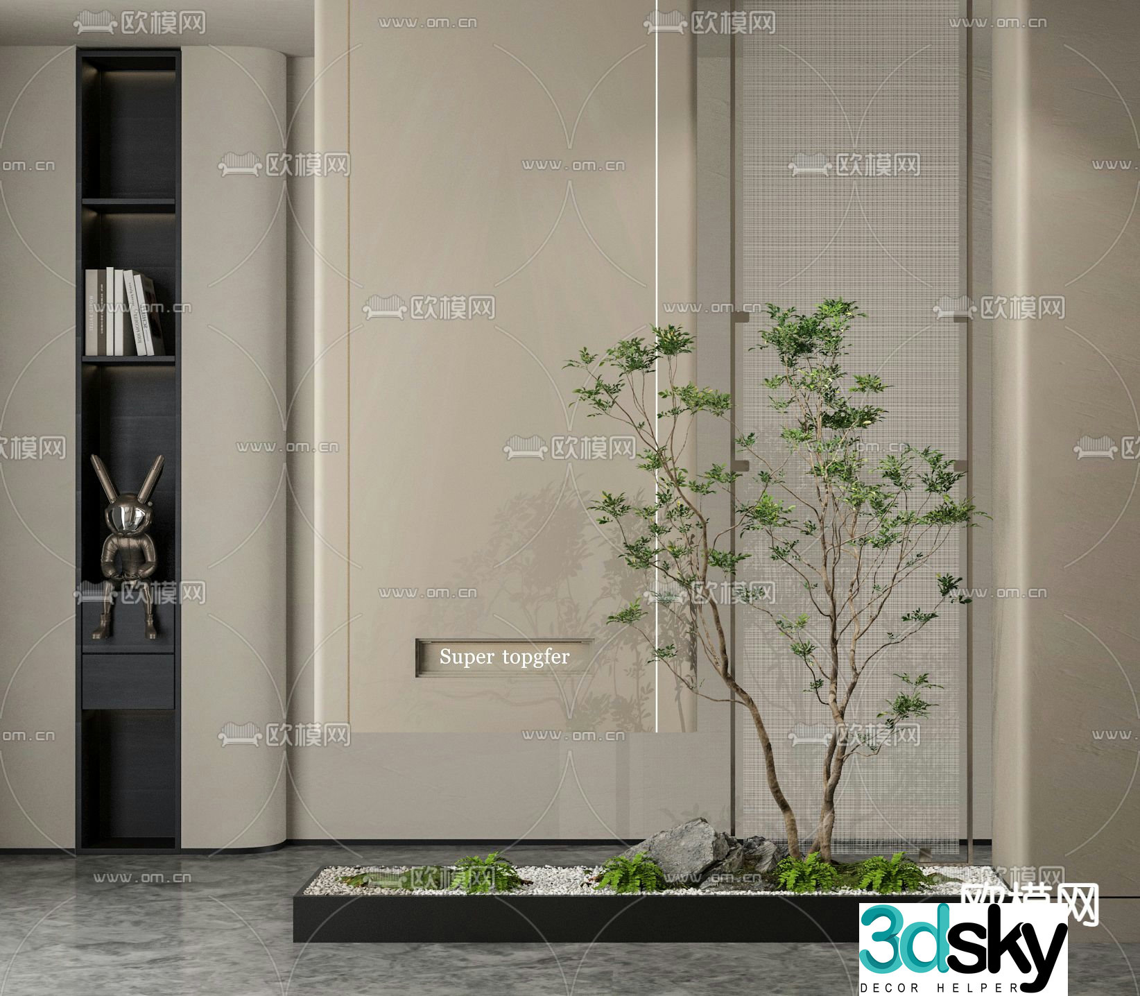 Indoor plant landscaping small scene 3d model