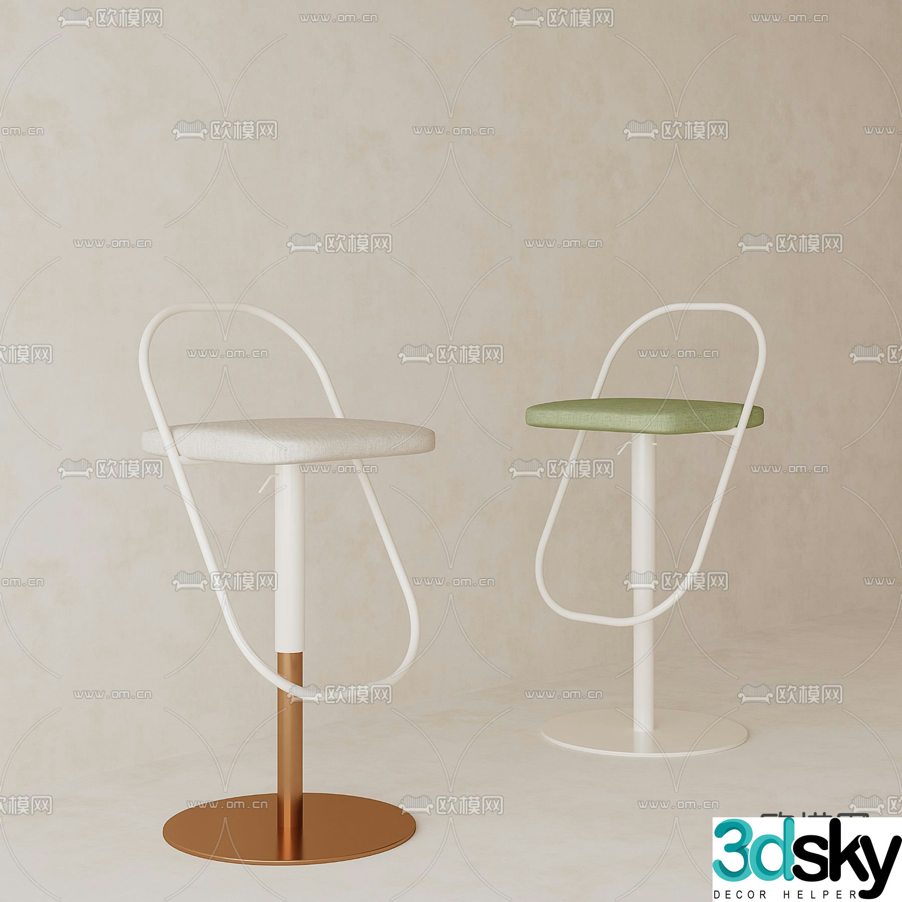 High bar stool bar stool high stool 3d model
