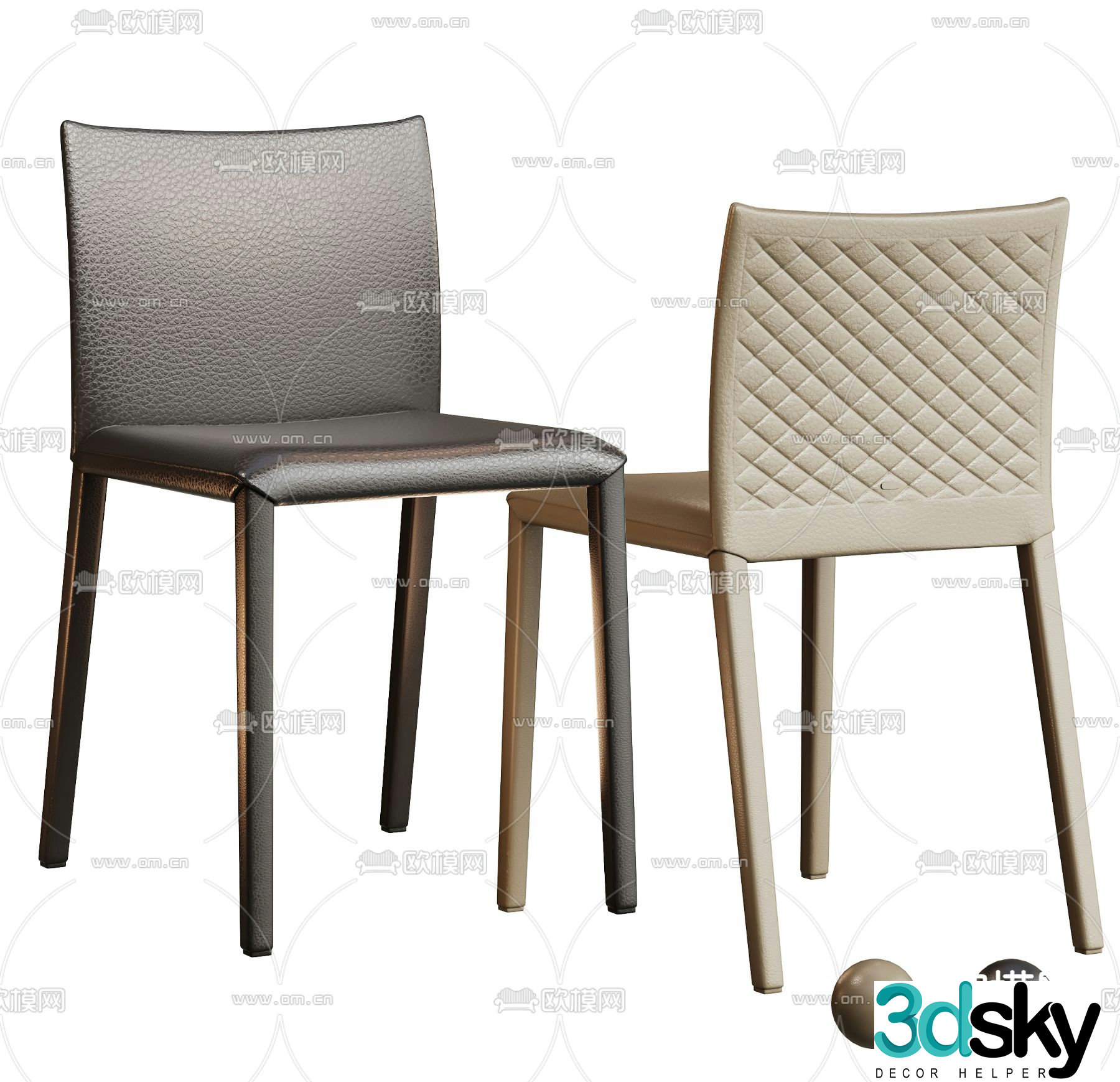 Modern single chair dining chair leather chair 3d model