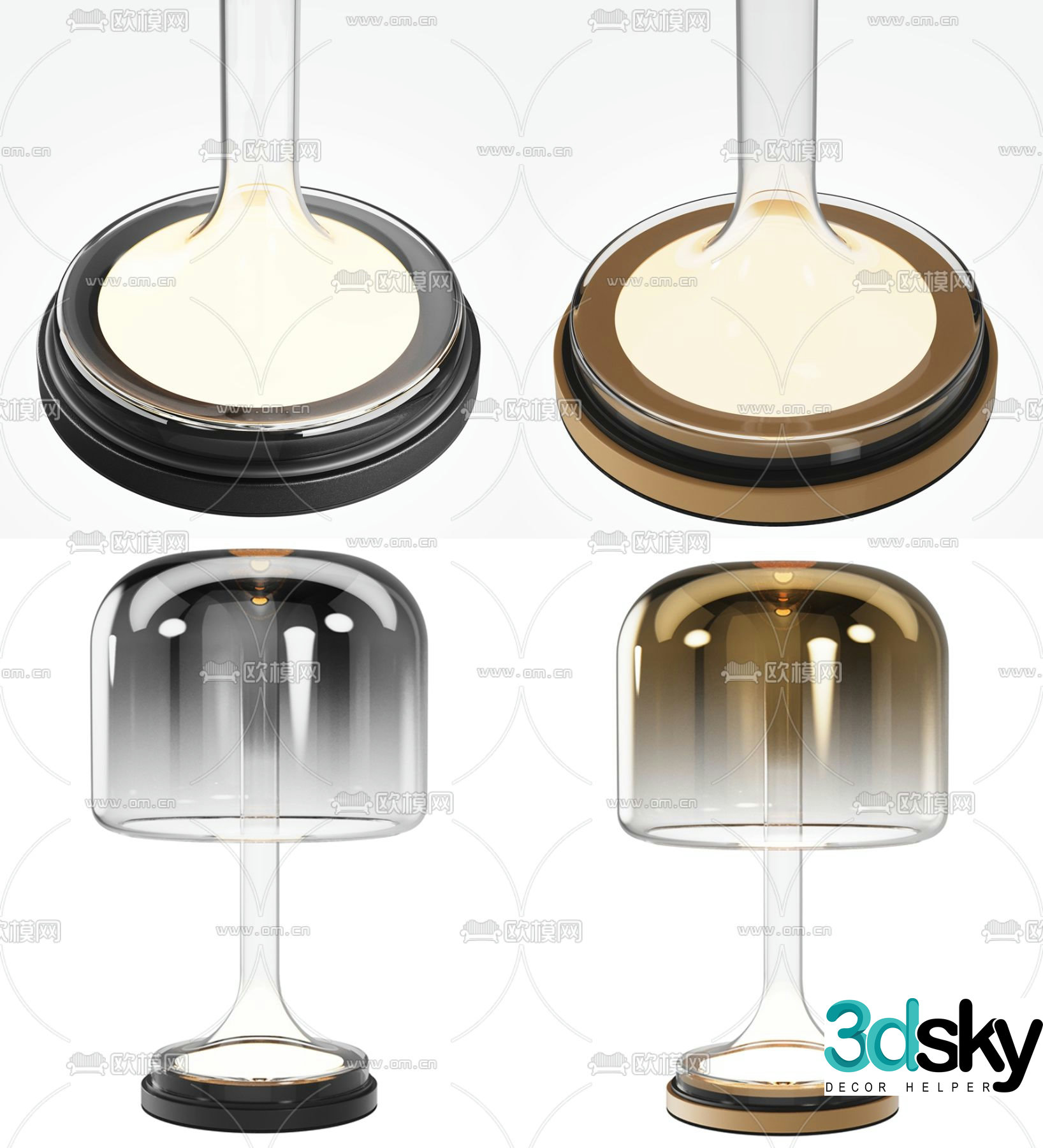 Modern glass table lamp 3d model