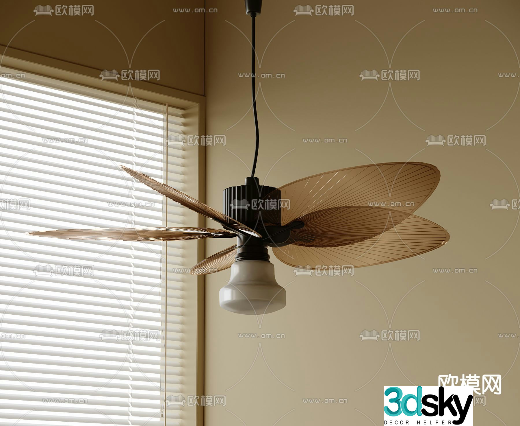 Wabi Sabi fan lamp ceiling fan lamp 3d model