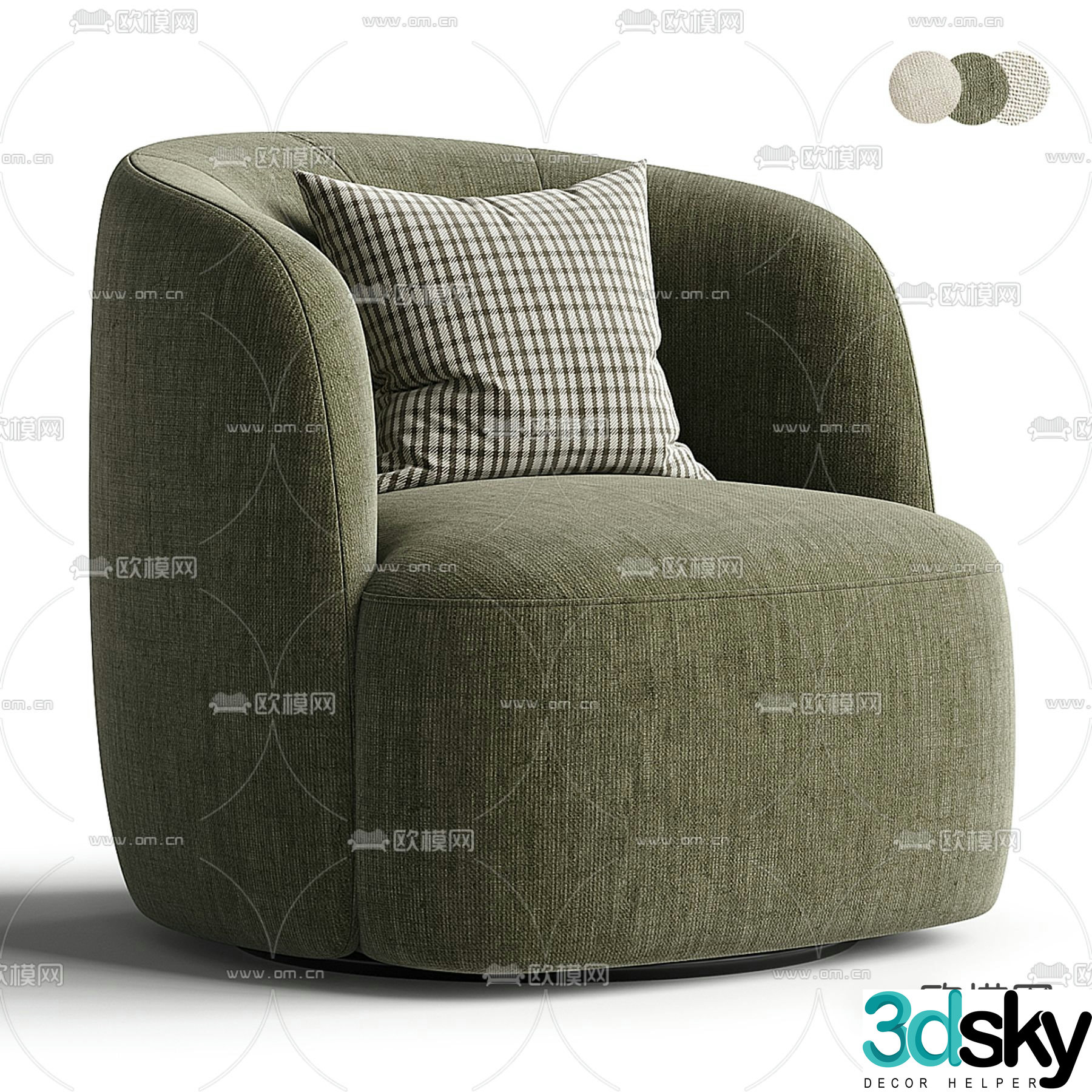 Fabric single sofa 3d model