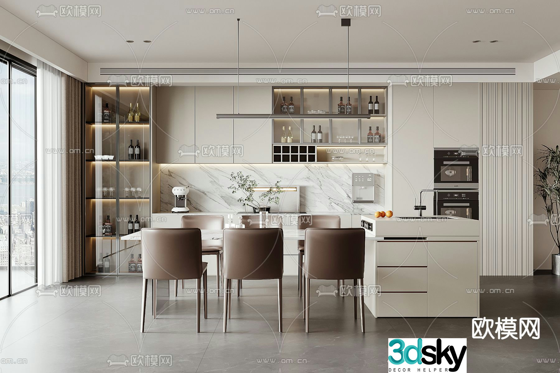Modern restaurant island 3d model
