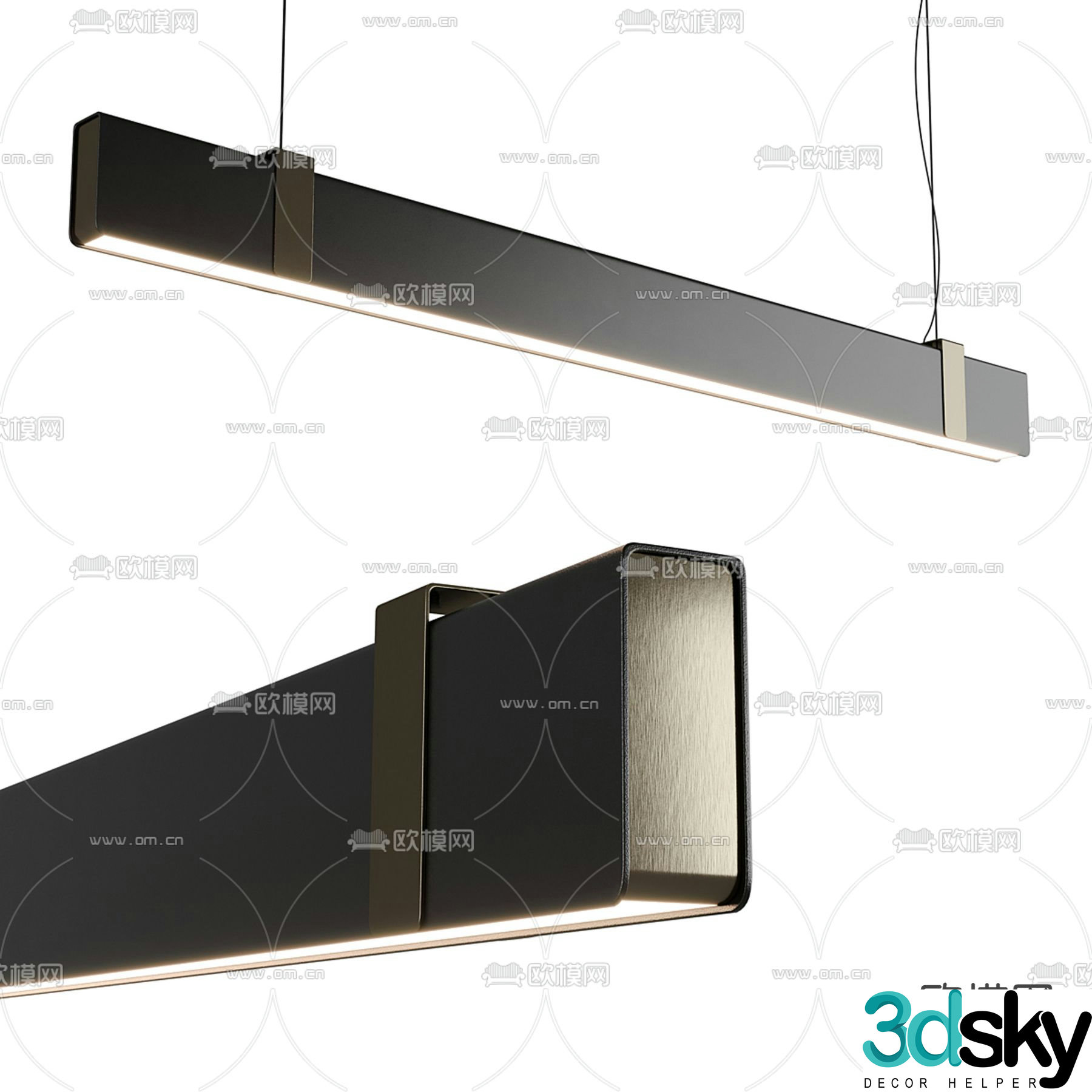 Long chandelier office chandelier 3d model