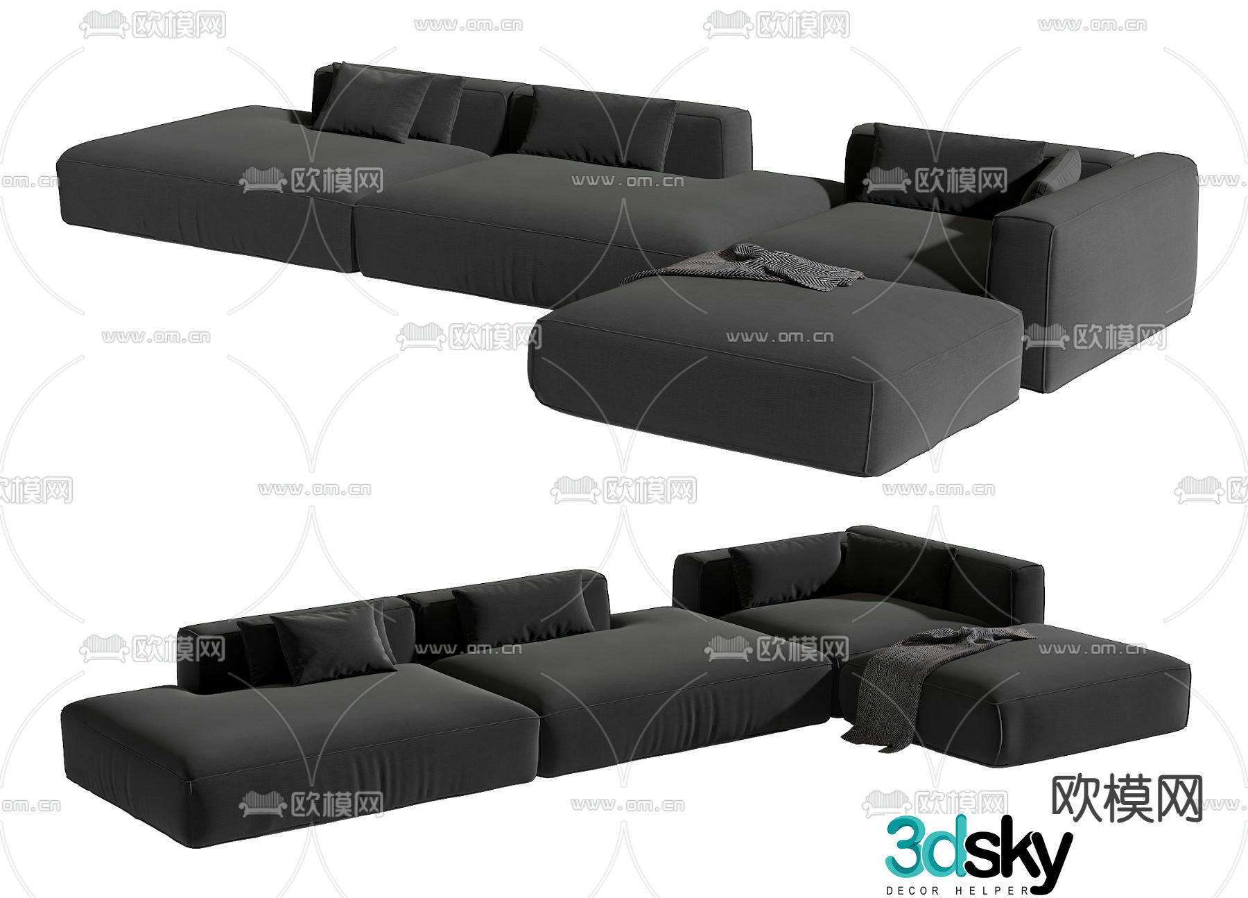 Corner sofa multi-person sofa 3d model