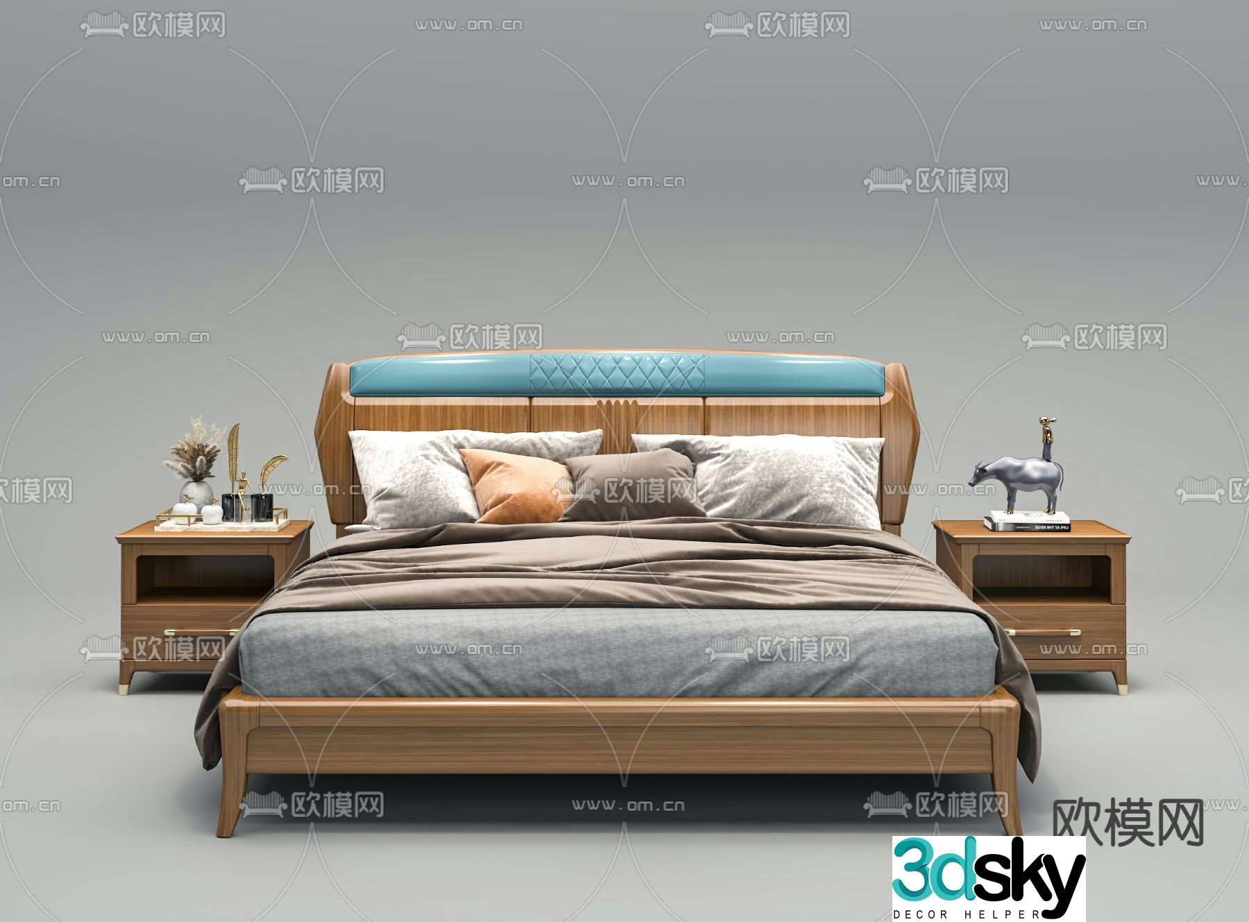 Modern double bed 3d model