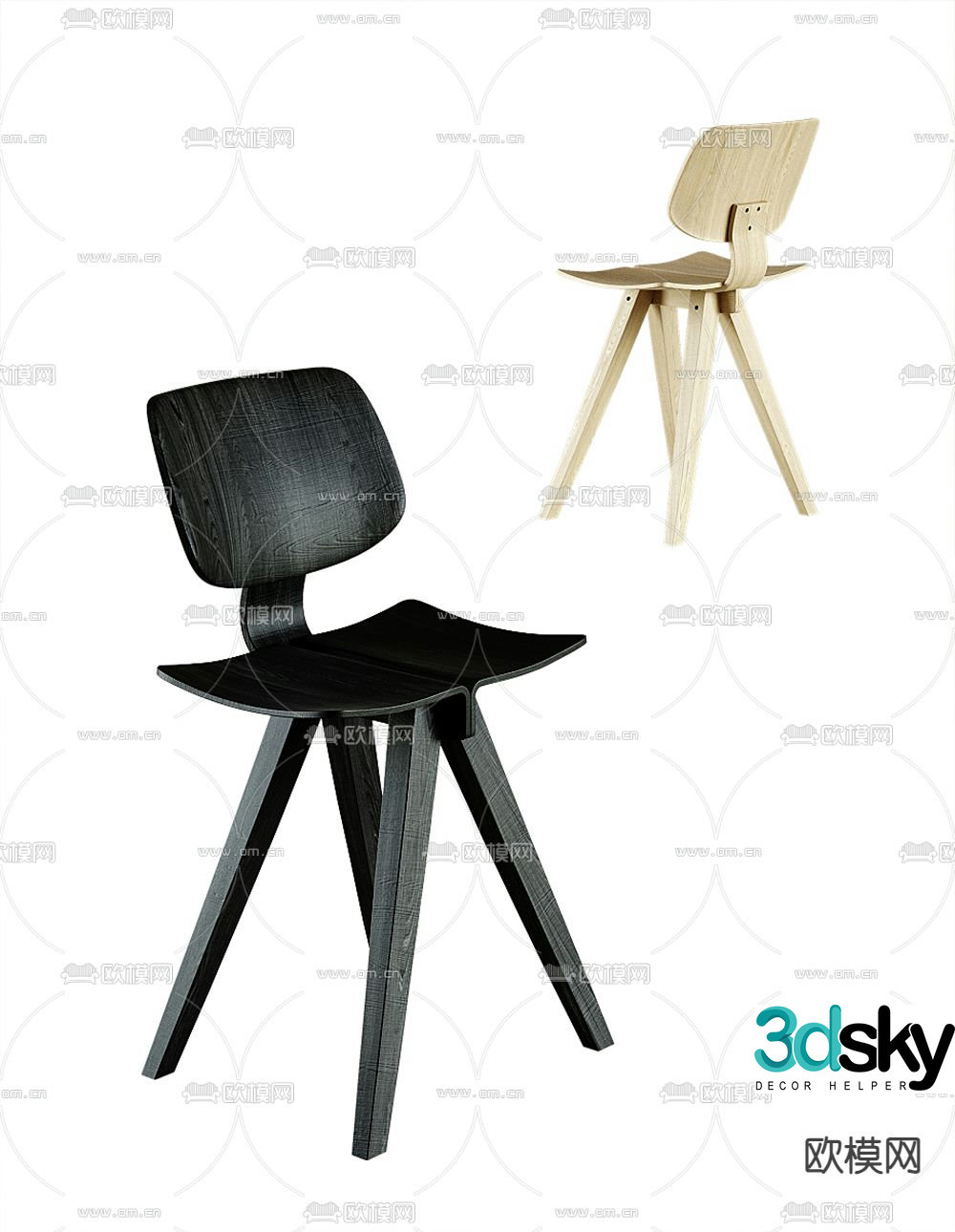 Modern single chair chair dining chair 3d model