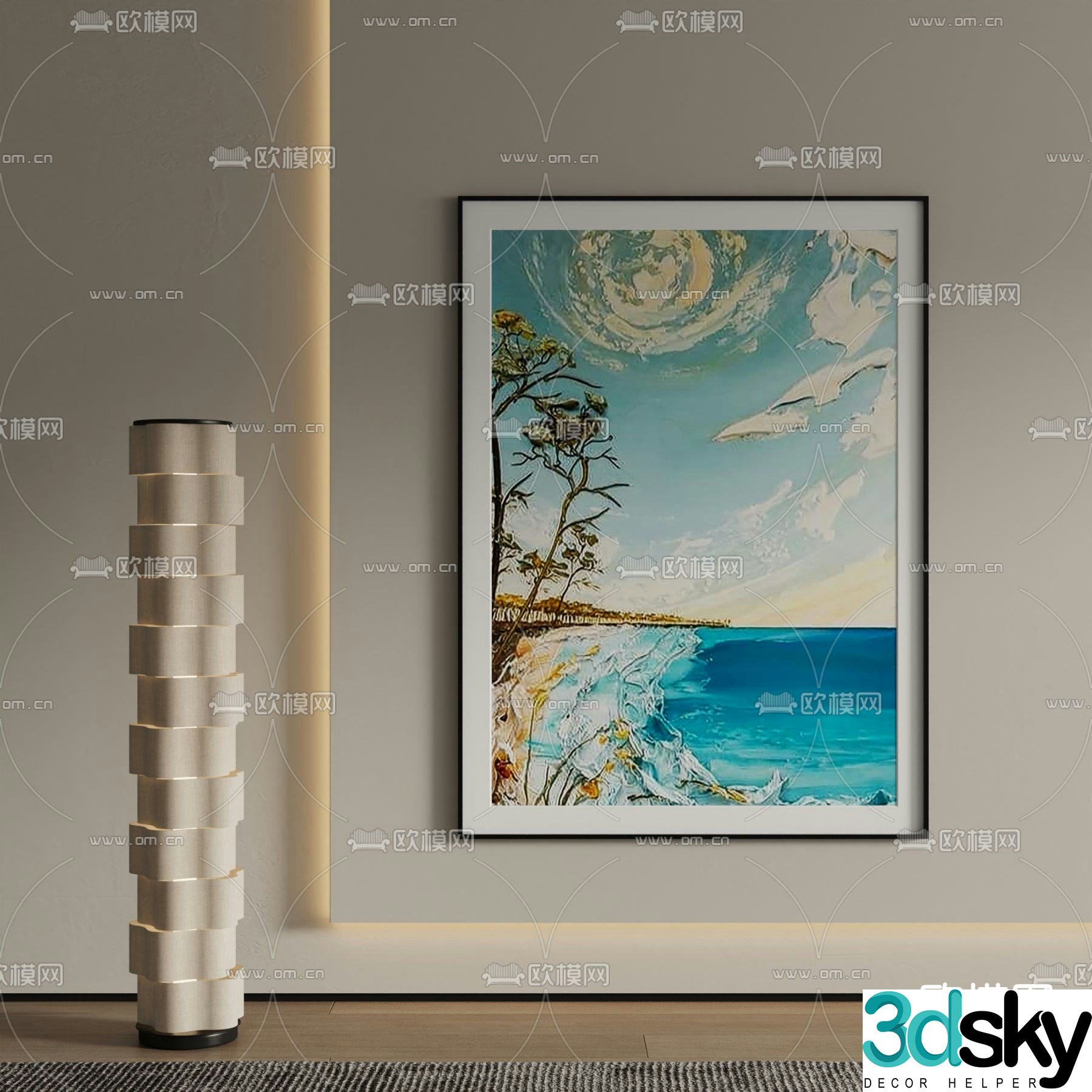Modern decorative painting oil painting landscape painting 3d model
