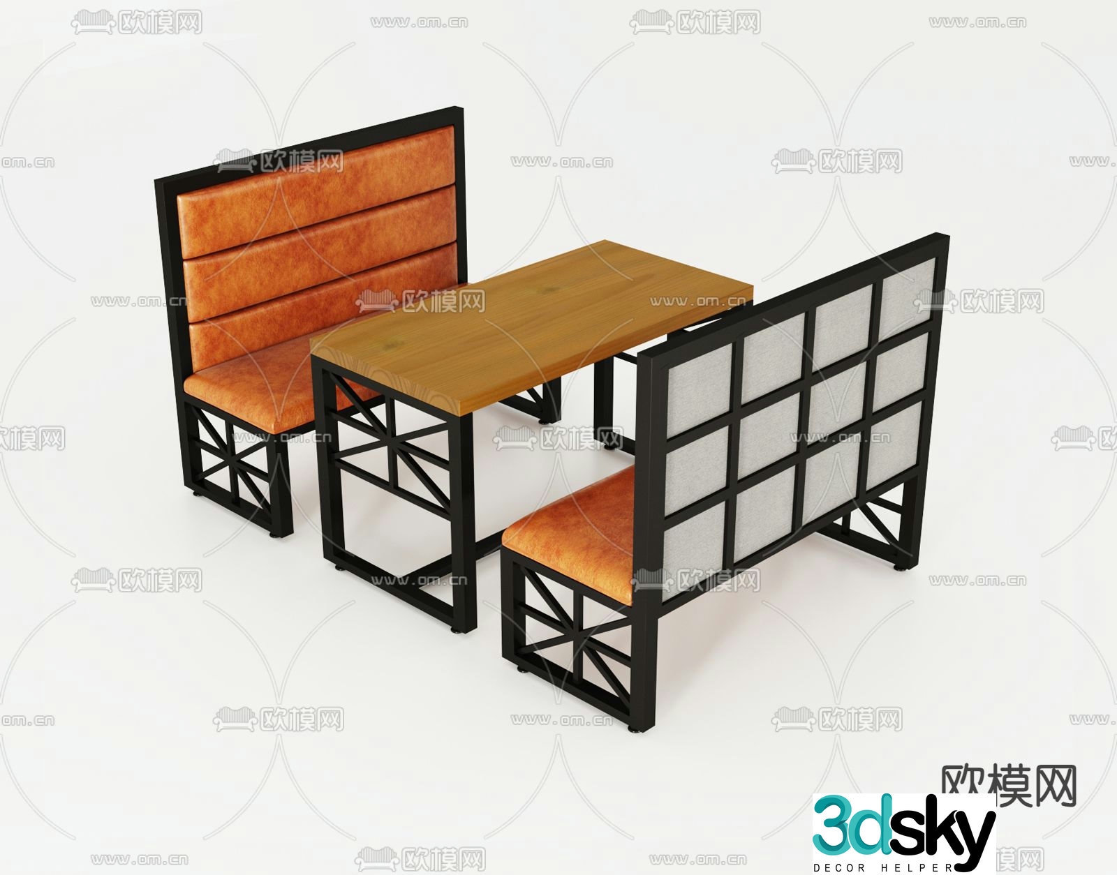 Industrial style card holder locking sofa 3D model