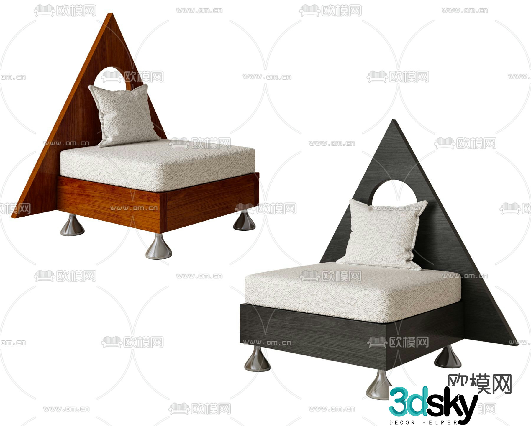 Wabi-sabi style single sofa 3d model