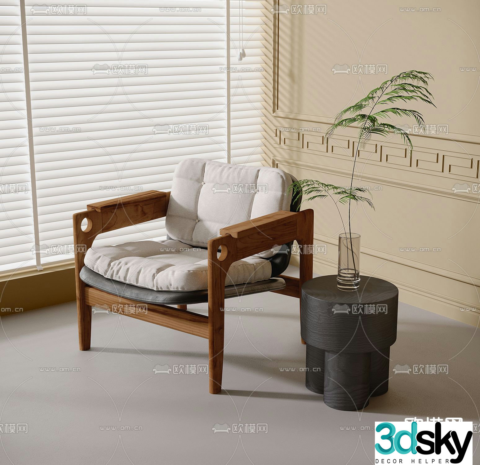 Wabi Sabi Lounge Chair Armchair 3d model