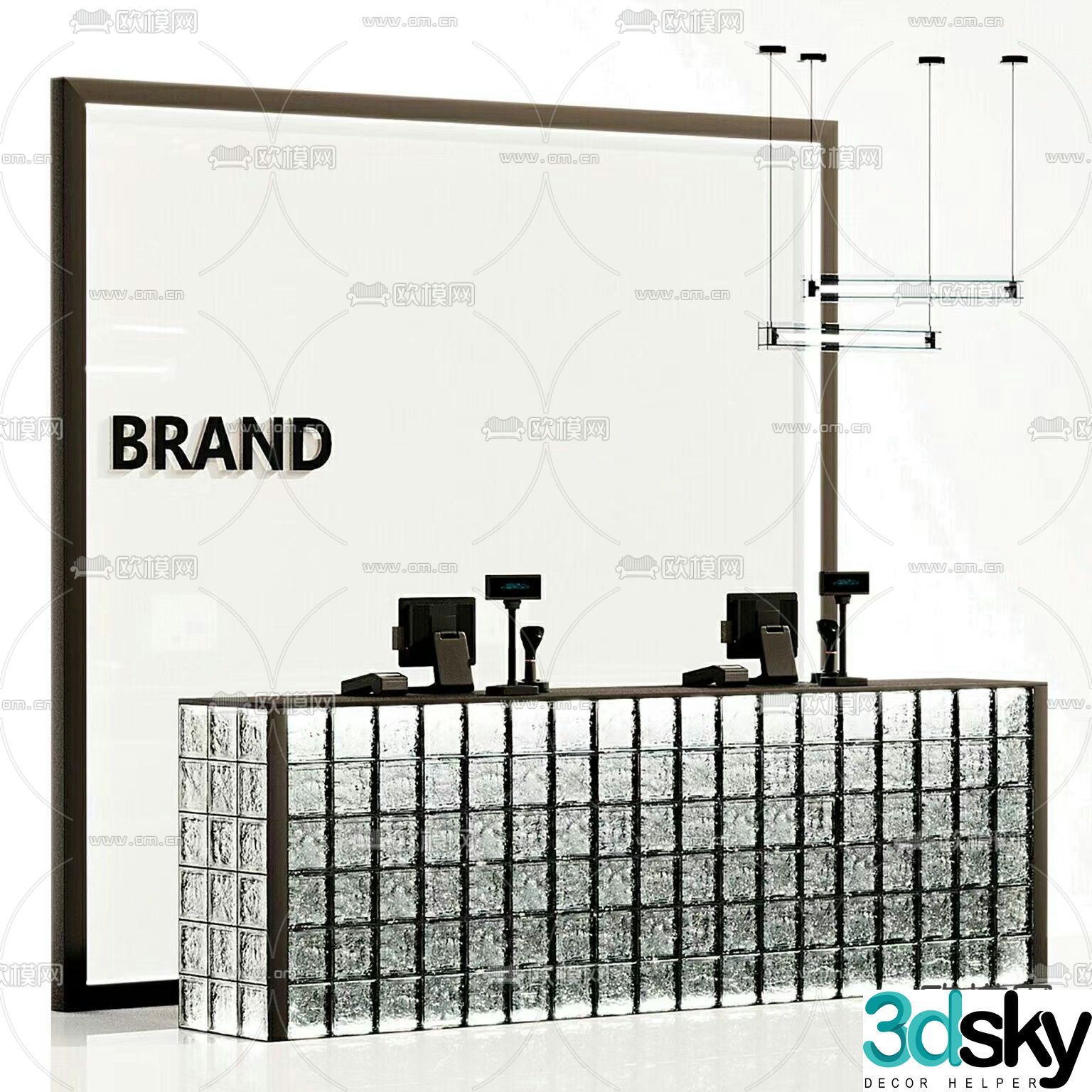 Modern front desk reception desk 3d model