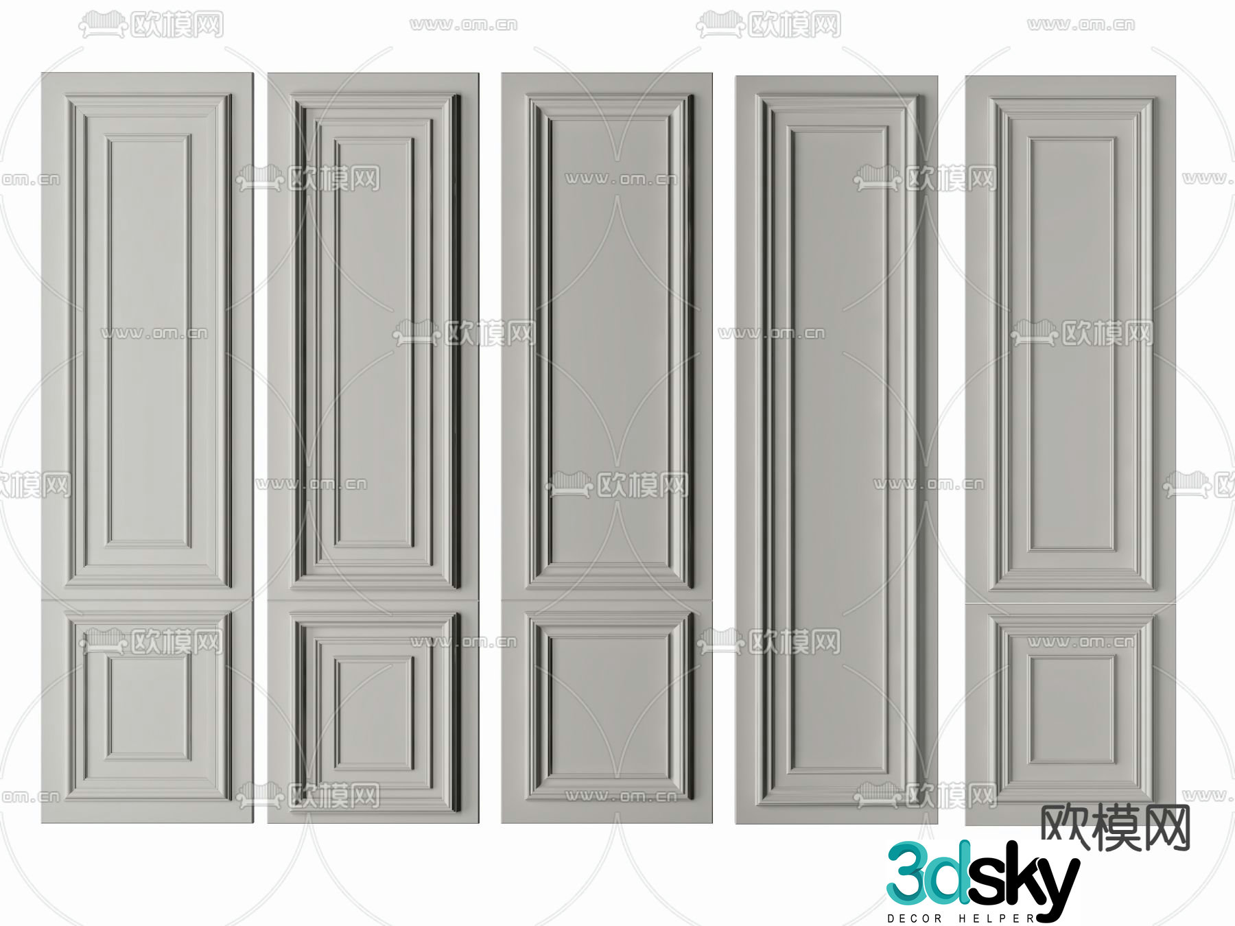 Simple European wall panel 3D model