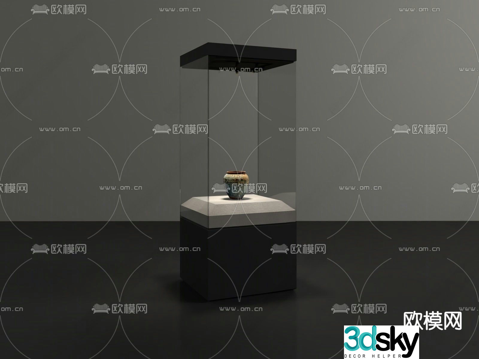 Cultural relics exhibition stand display cabinet 3D model