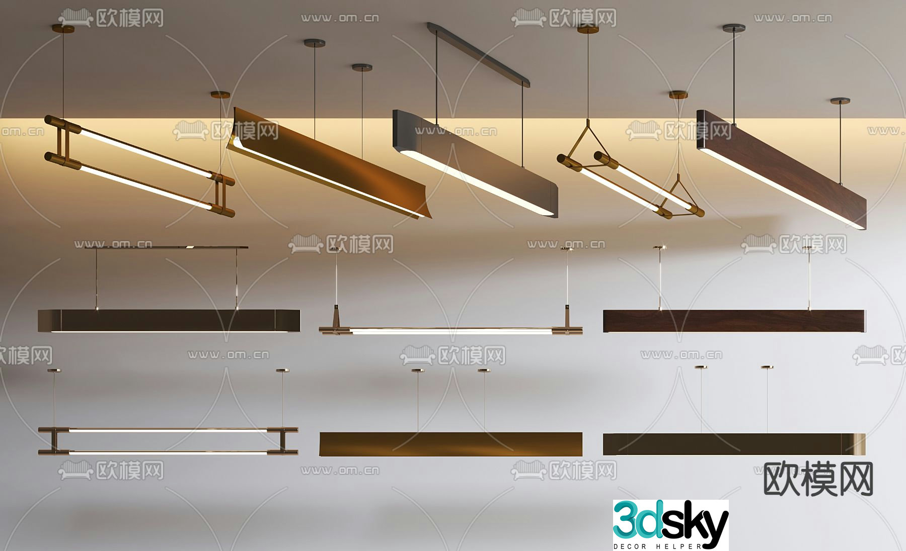 Long chandelier straight chandelier 3d model