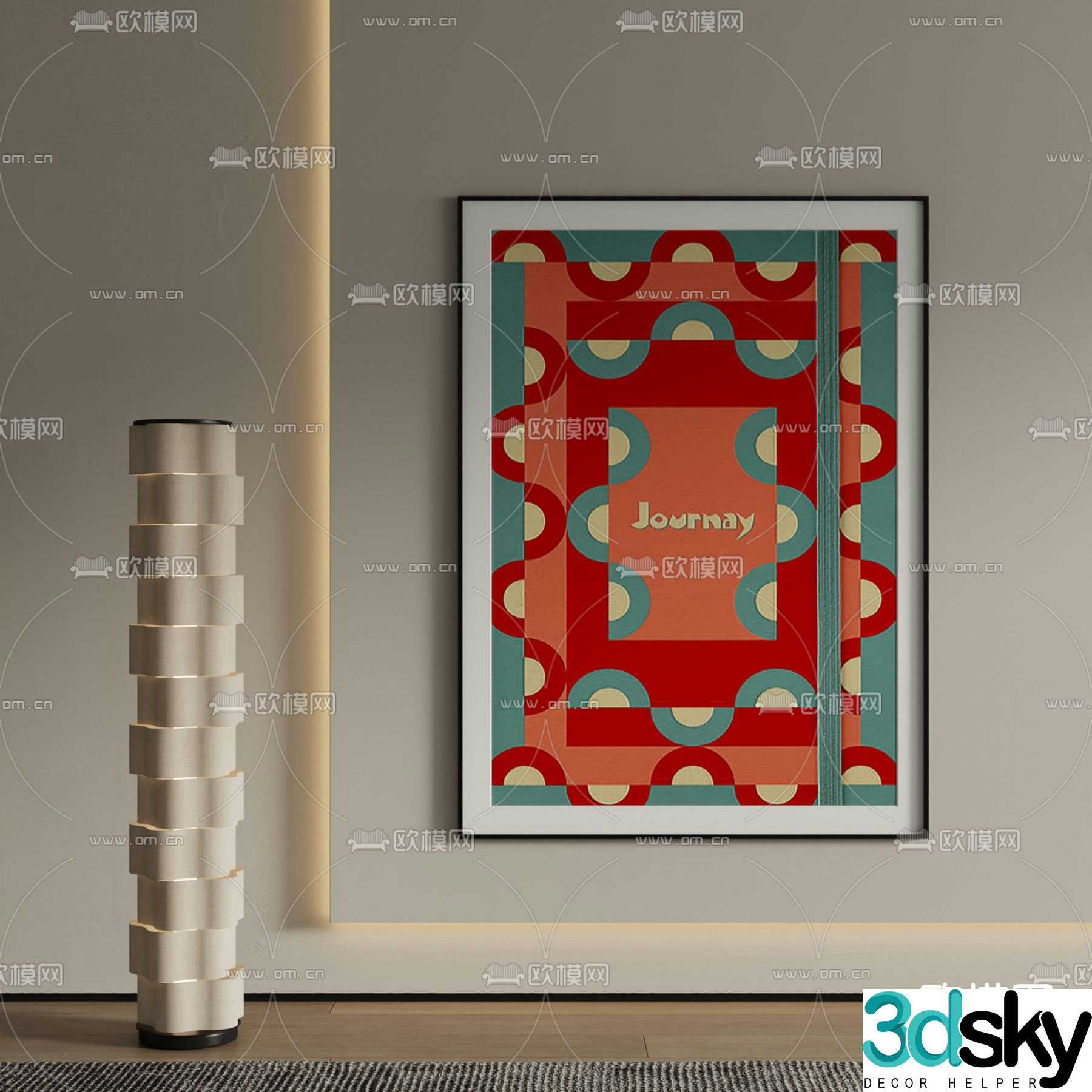 Modern decorative painting Abstract painting 3d model