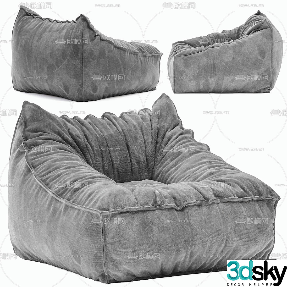 Beanbag Sofa Upholstered Sofa 3D Model