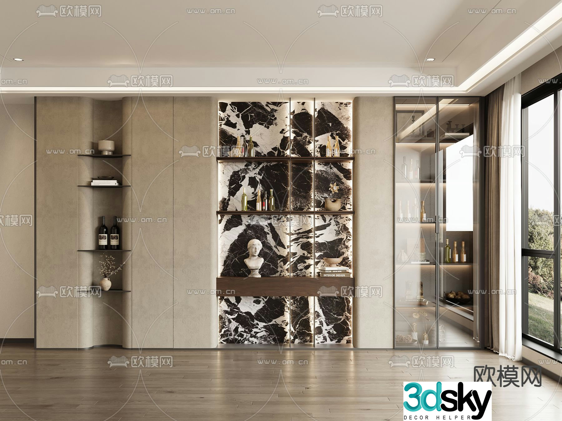 Wabi-sabi wine cabinet 3d model
