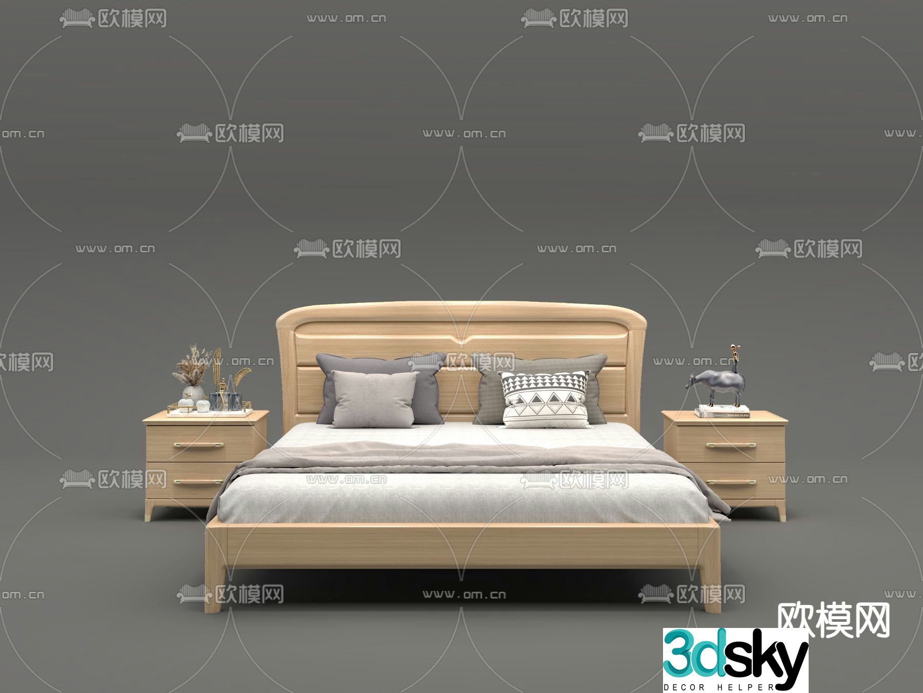 Nordic double bed 3d model