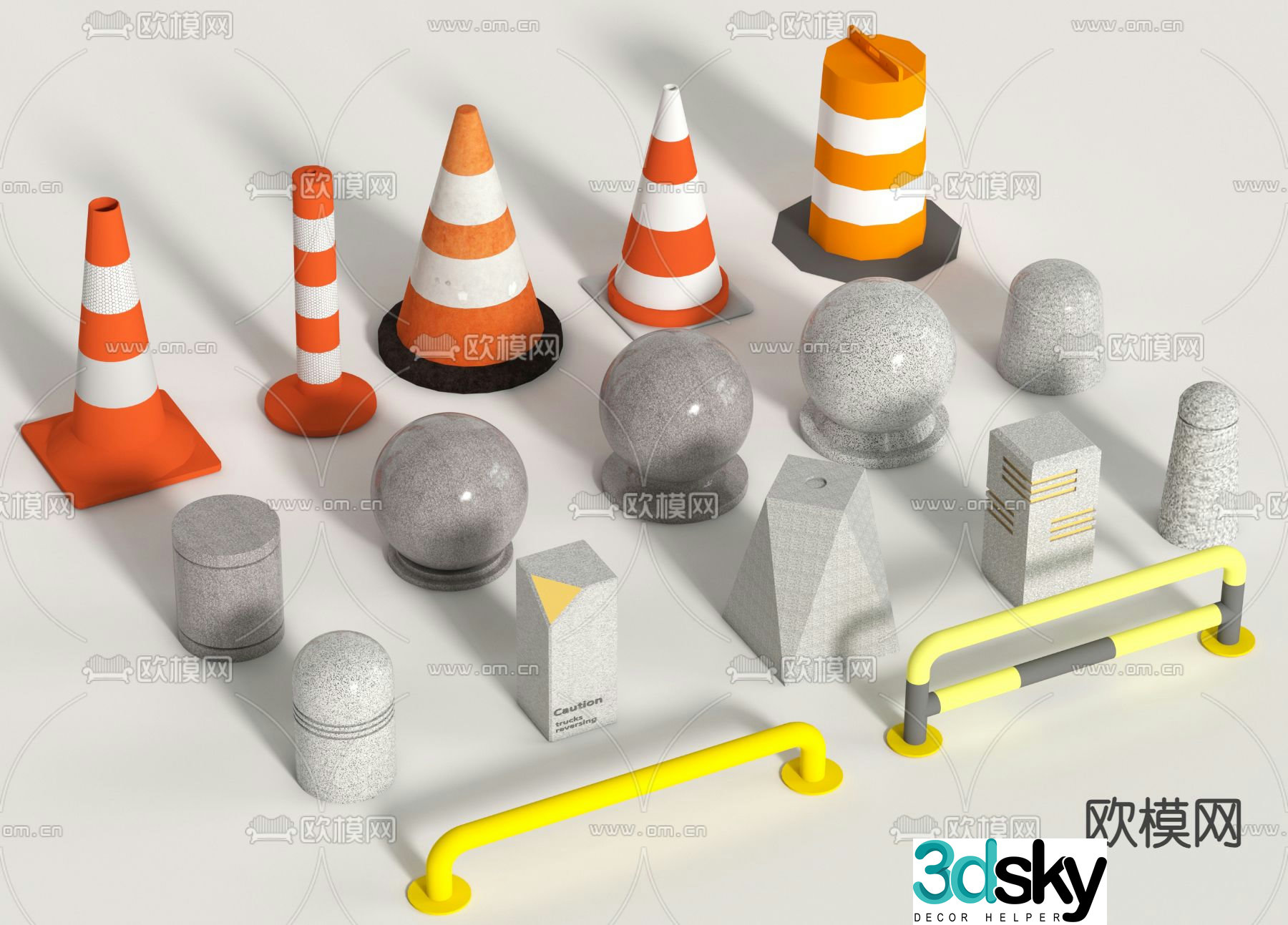 car blocking stone roadblock stone car blocking stone car stopping stone 3d model