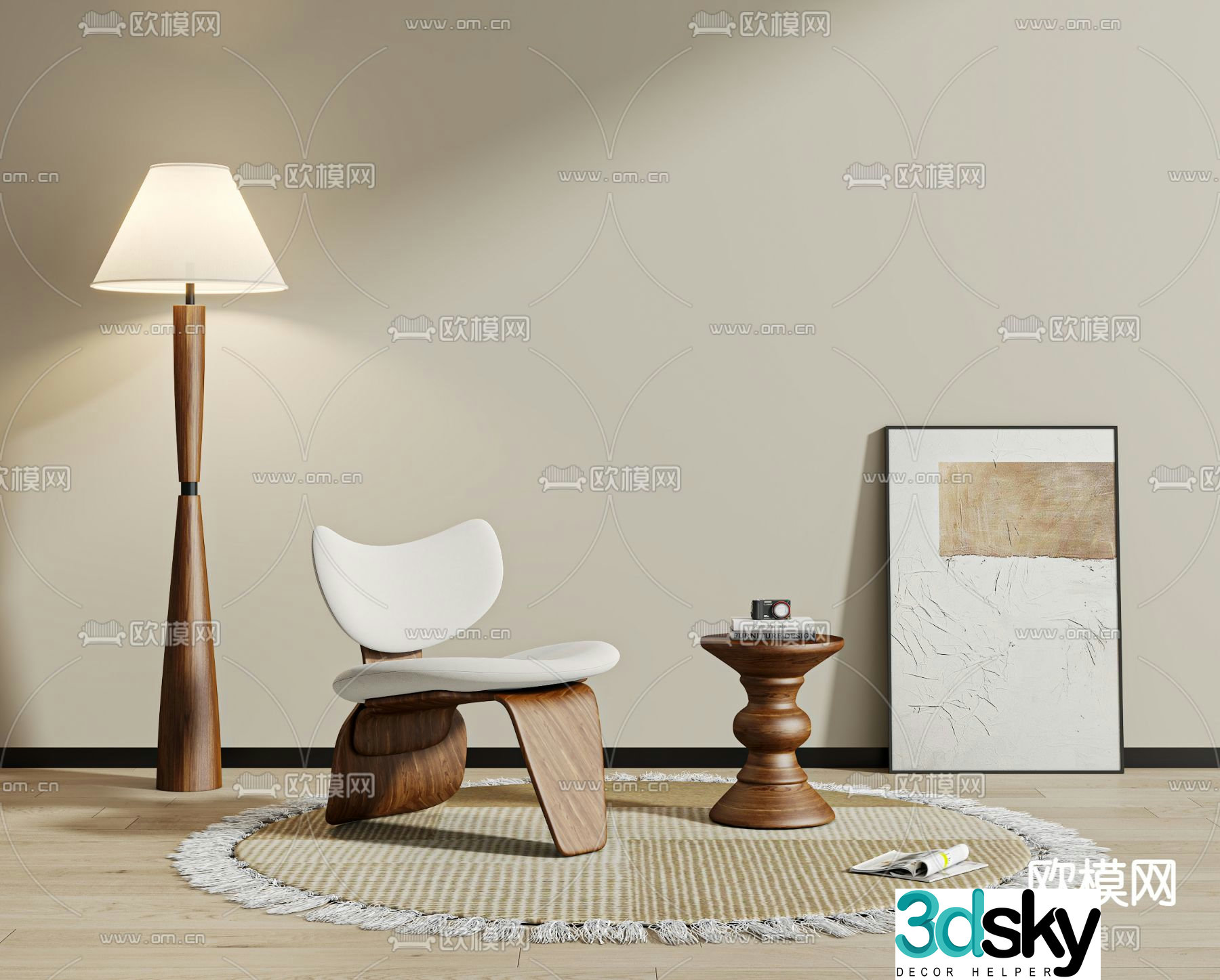 Wabi-sabi style leisure chair 3d model
