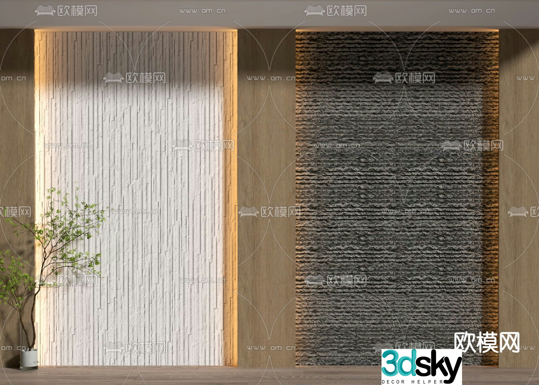 Modeling wall cultural stone background wall 3d model