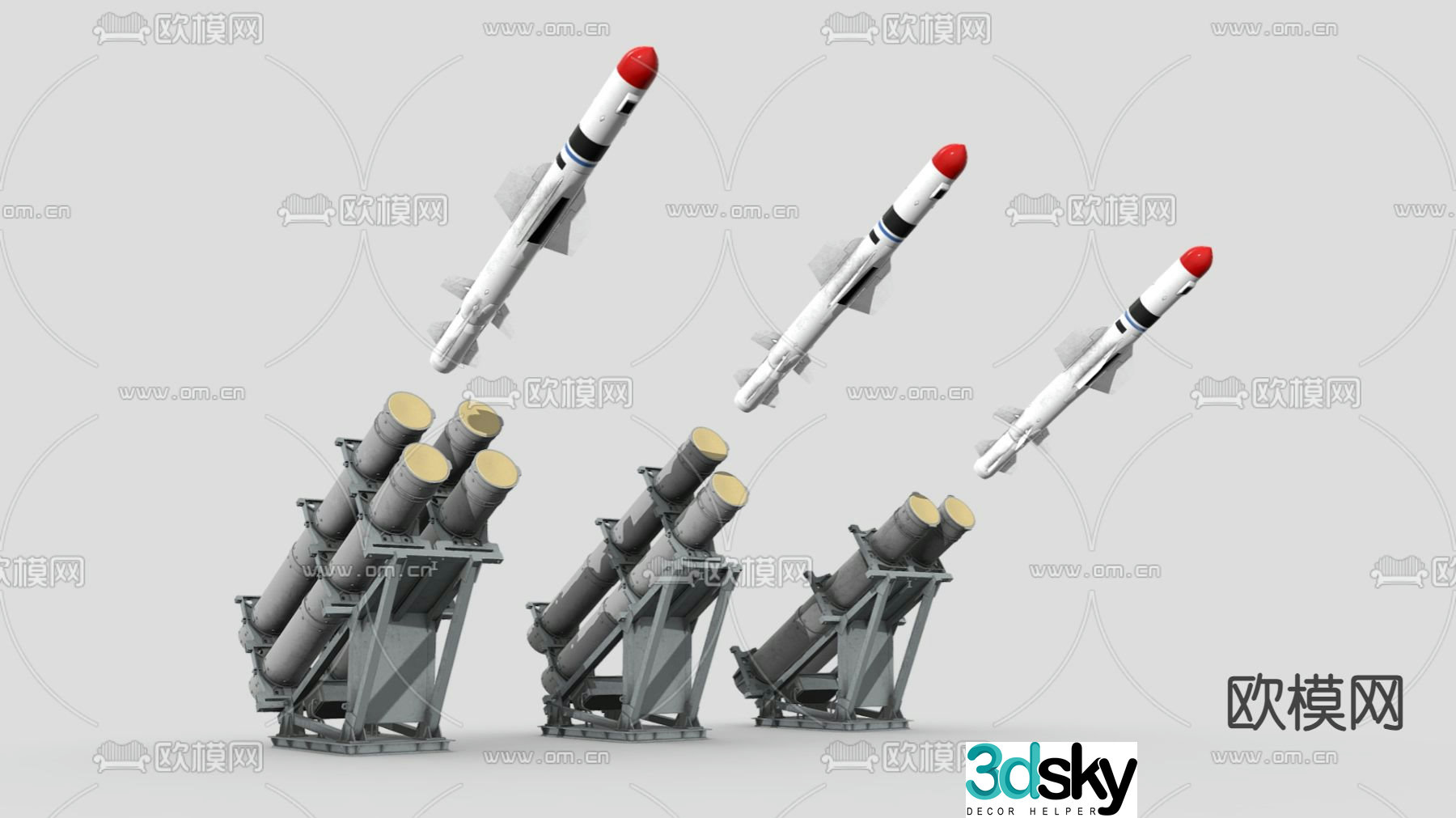 Missile launch system military equipment 3d model