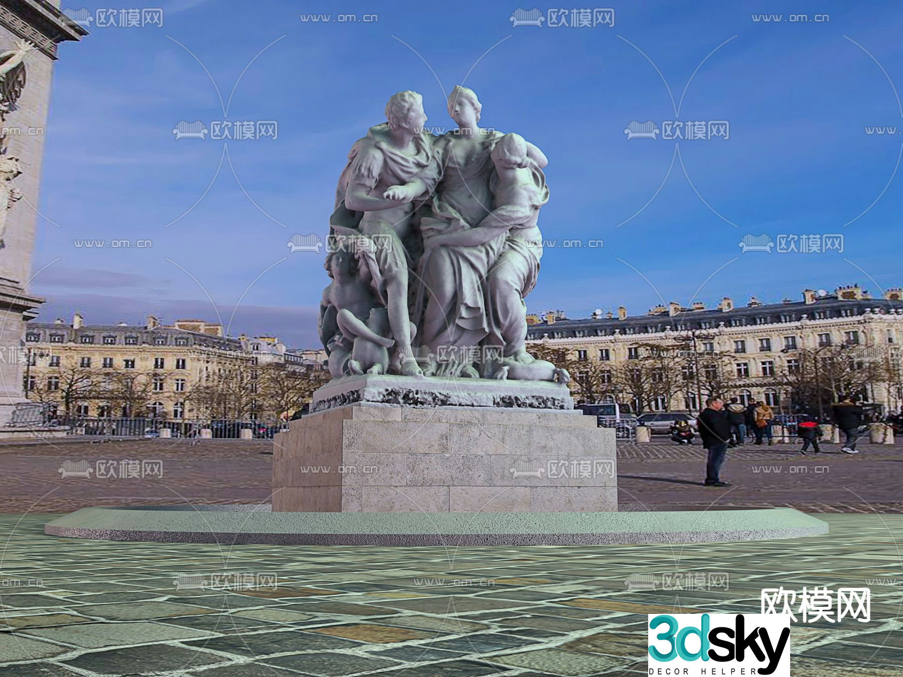 European Square Sculpture Character Sculpture 3D Model