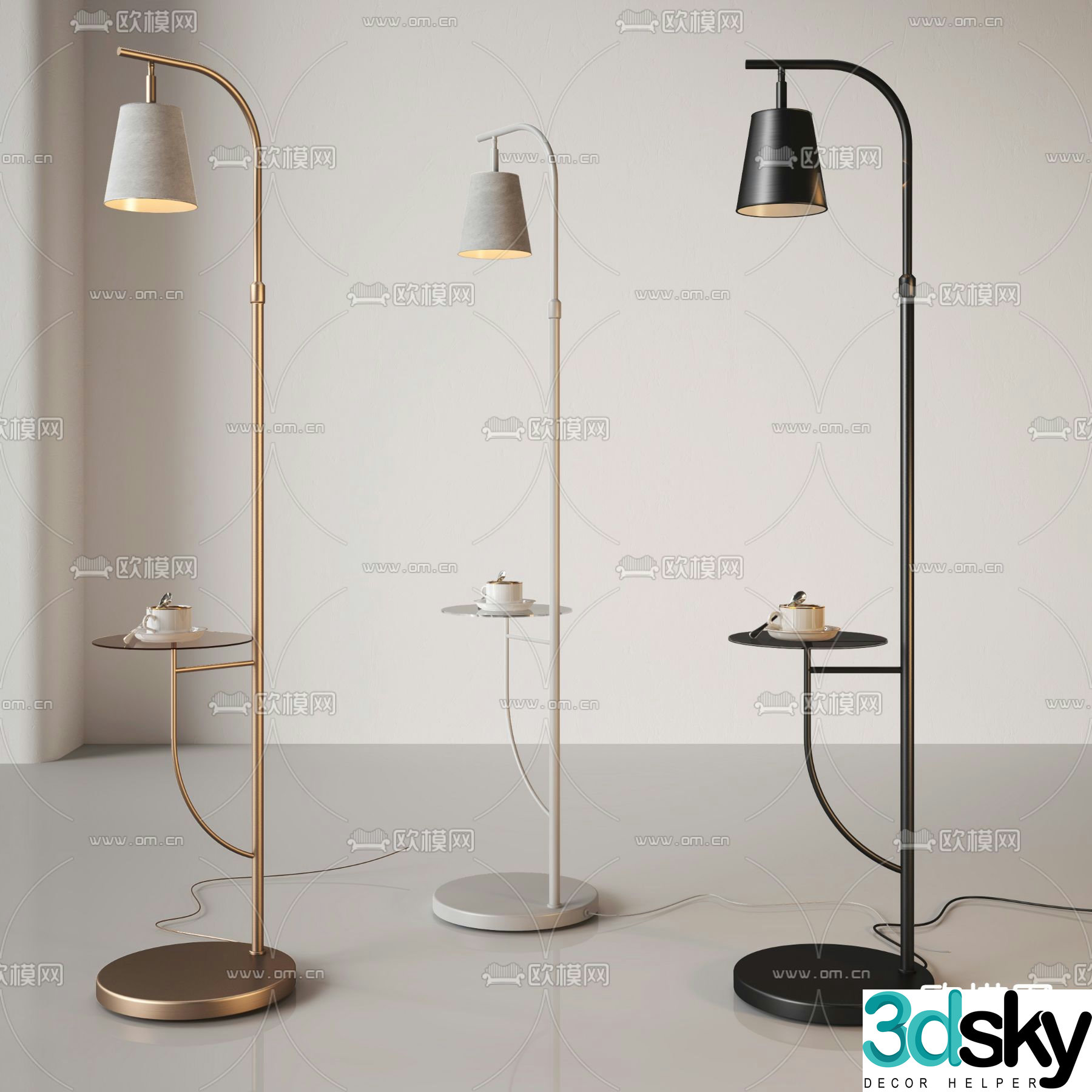 Modern floor lamp coffee side table 3D model