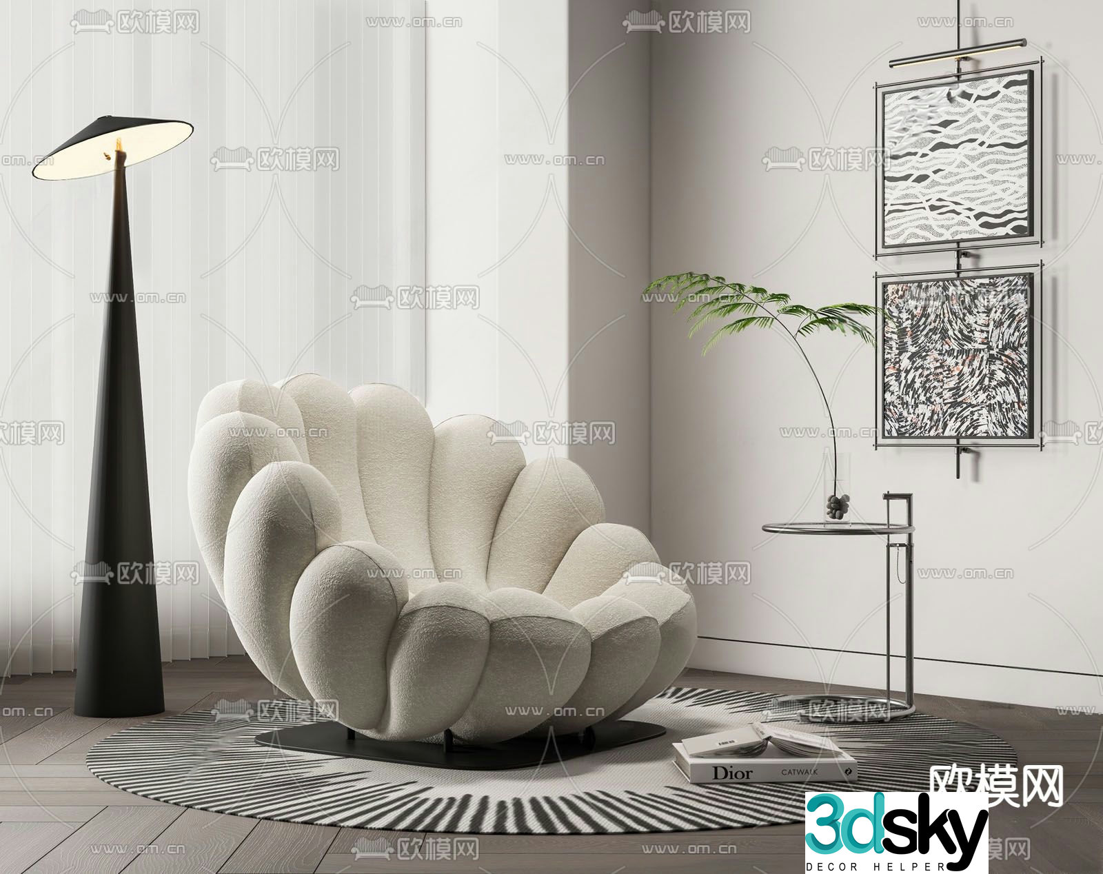 Modern single sofa anemone chair 3d model