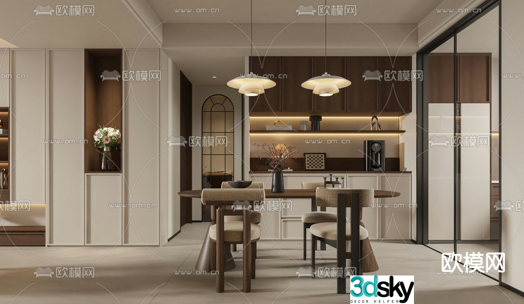 3D model of medieval style living room restaurant