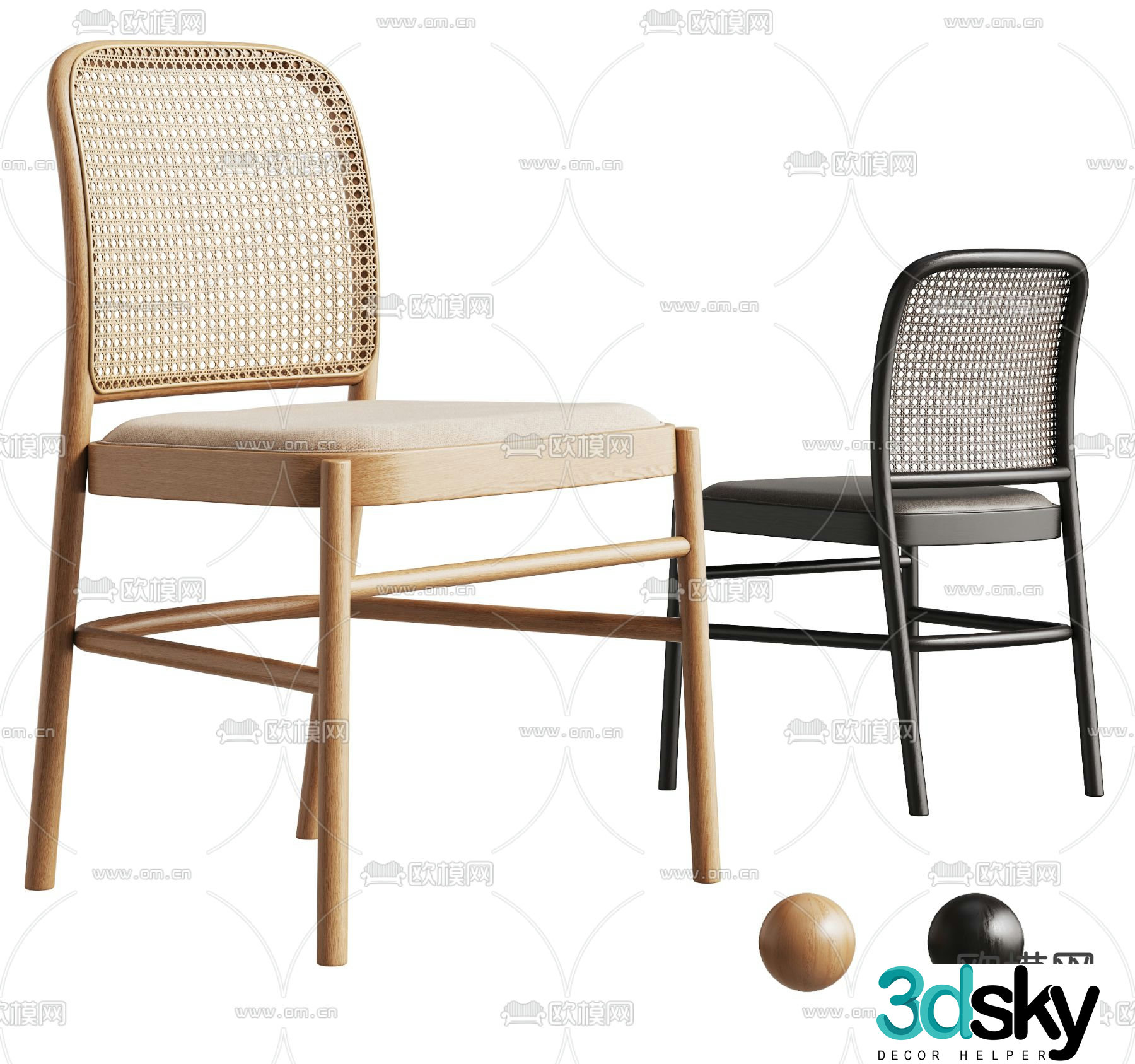 rattan chair dining chair 3d model