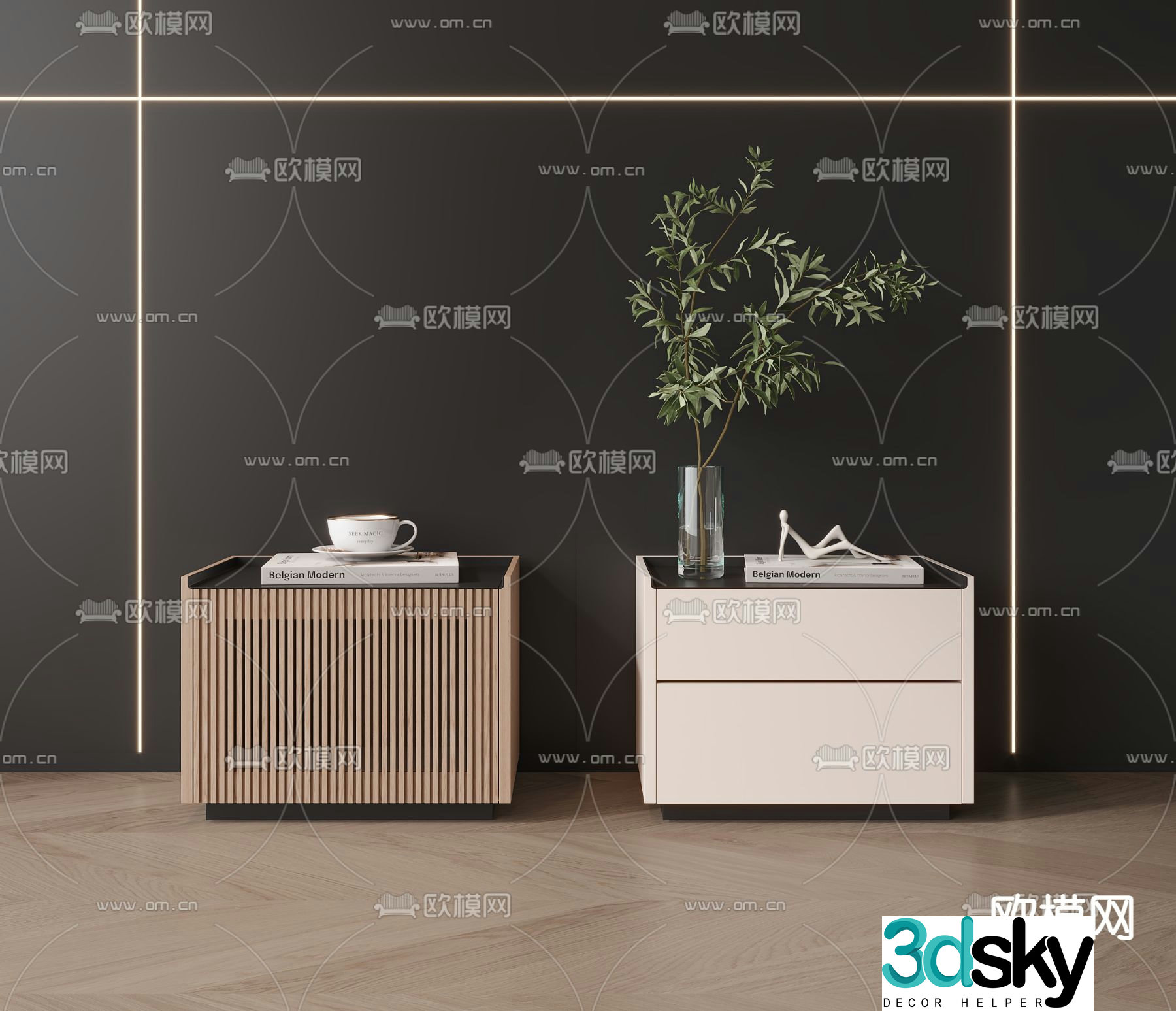 Modern bedside table 3d model