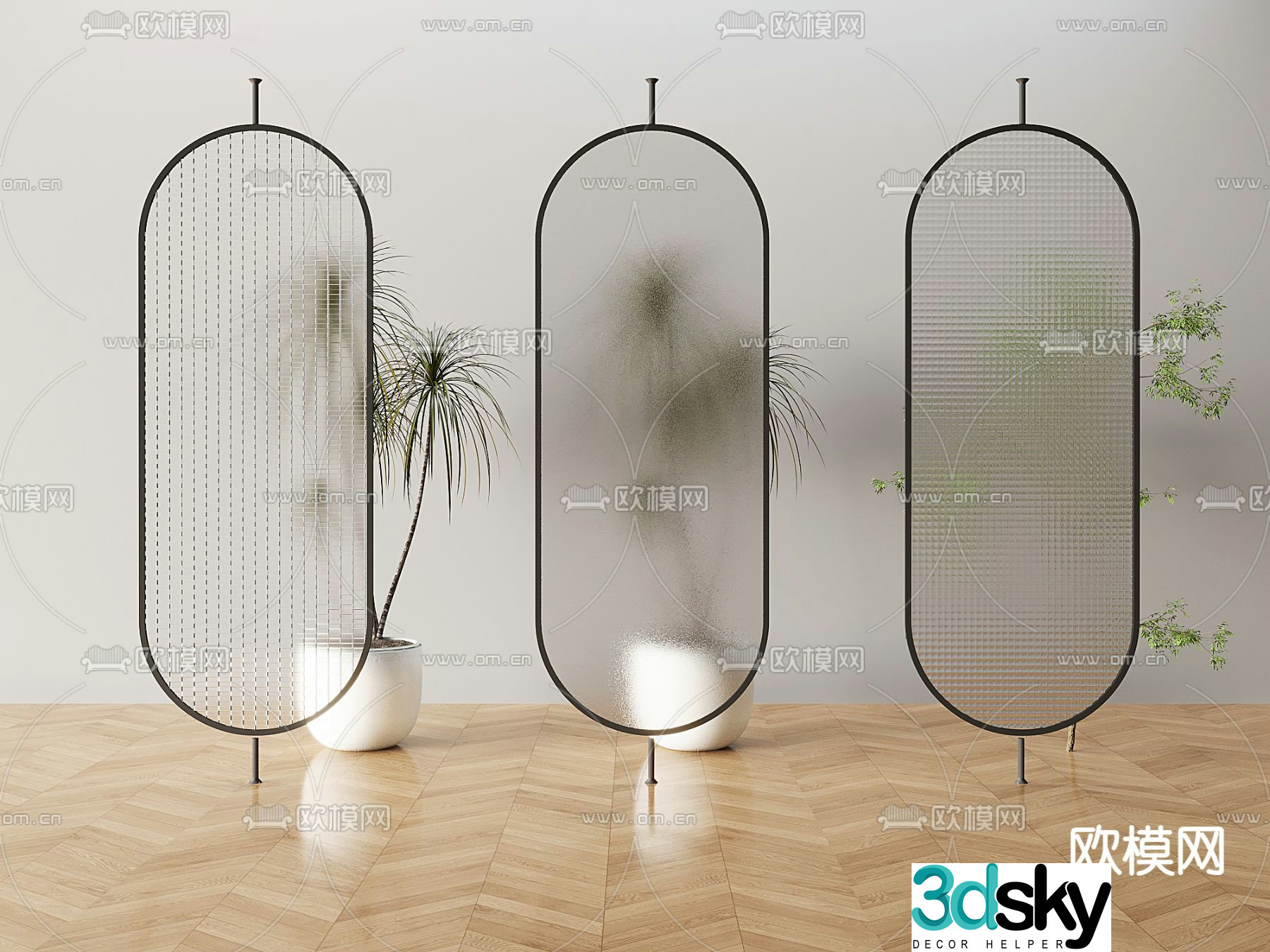 Frosted glass partition 3d model