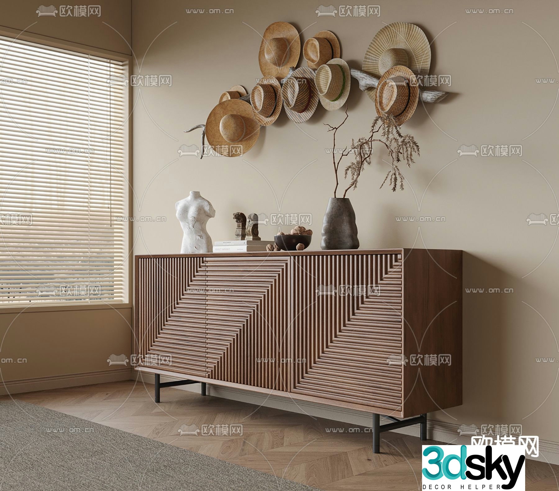 Medieval style sideboard 3d model